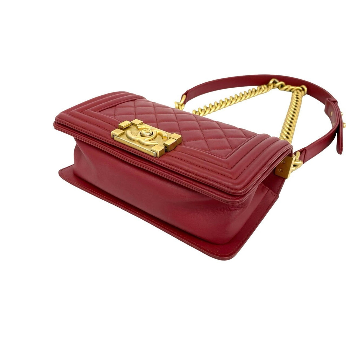 Chanel Red Color Leather Shoulder Bag (Pre-Owned)