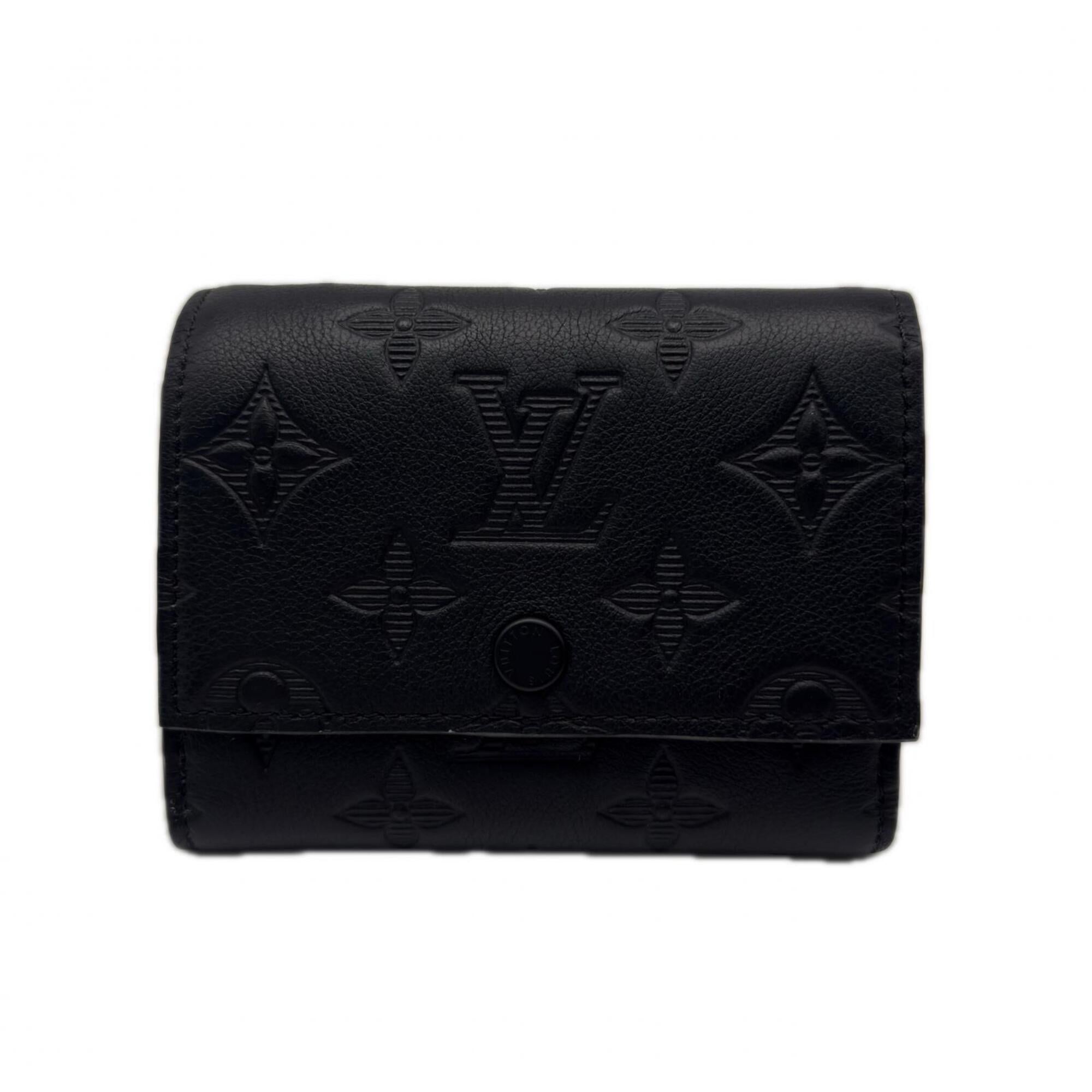 Louis Vuitton Monogram Shadow Black Leather Wallet (Tri-Fold) (Pre-Owned)