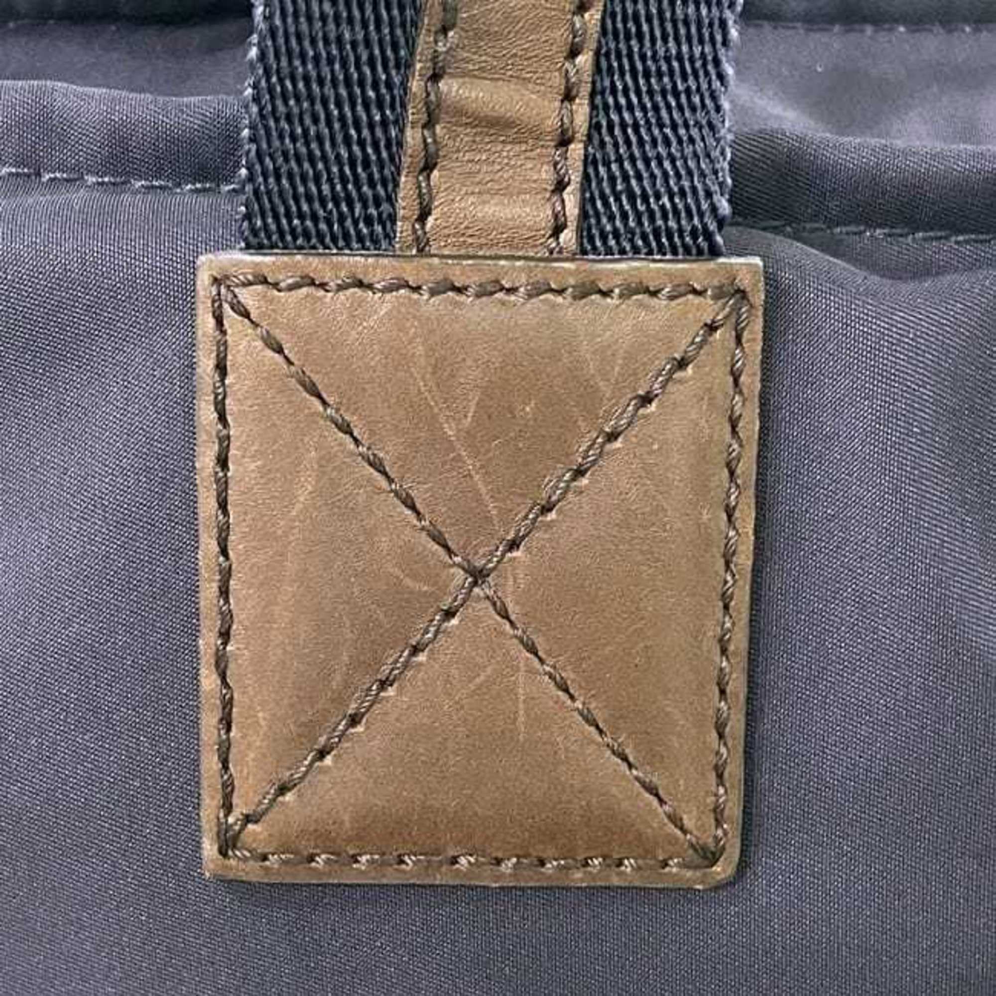 Gucci Navy Nylon Leather Tote Bag (Pre-Owned)