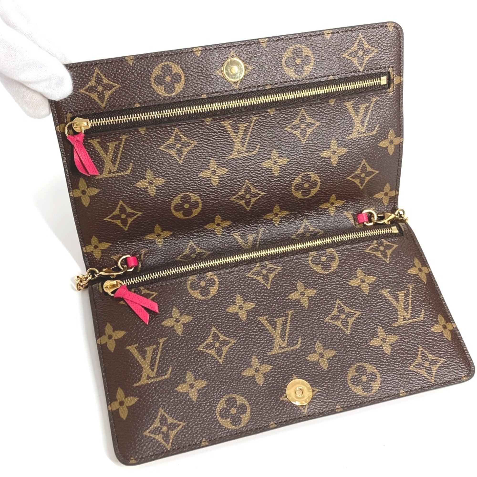 Louis Vuitton Brown Pink Monogram Clutch Bag Pochette Shoulder Bag (Pre-Owned)