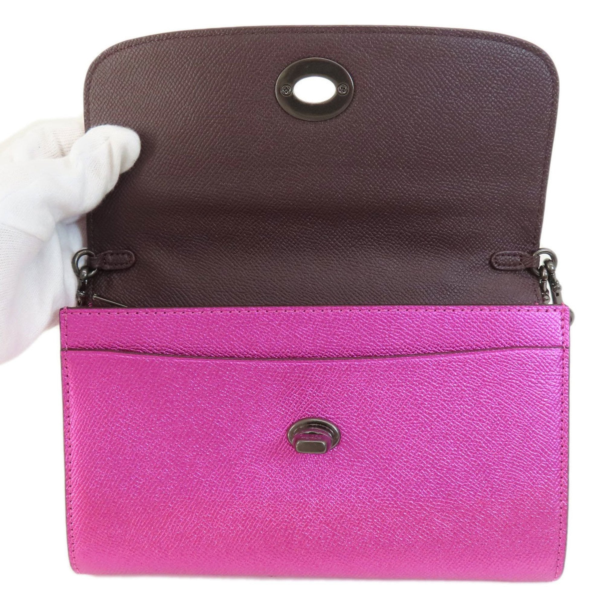 Coach Pink Leather Chain/Shoulder Wallet (Pre-Owned)