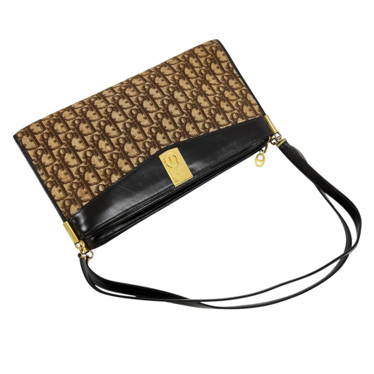 Christian Dior Brown Canvas Leather Shoulder Bag (Pre-Owned)