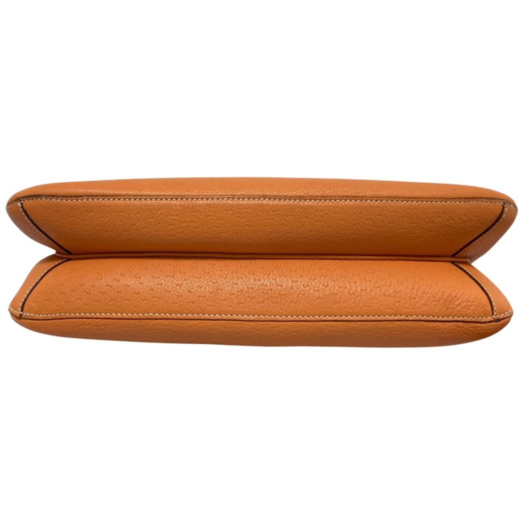 Salvatore Ferragamo Gancini Orange Leather Shoulder Bag (Pre-Owned)