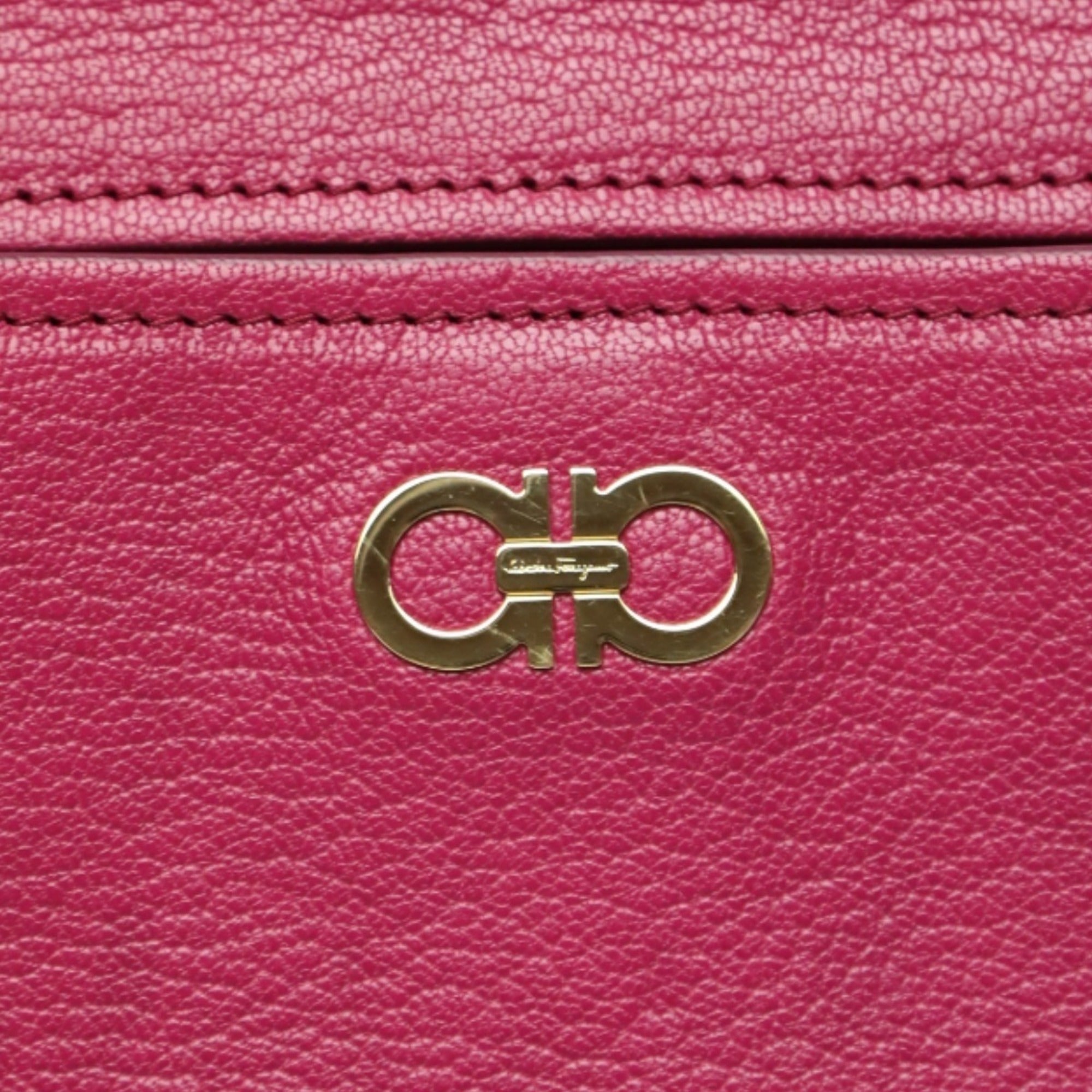 Salvatore Ferragamo Pink Leather Handbag Shoulder Bag (Pre-Owned)