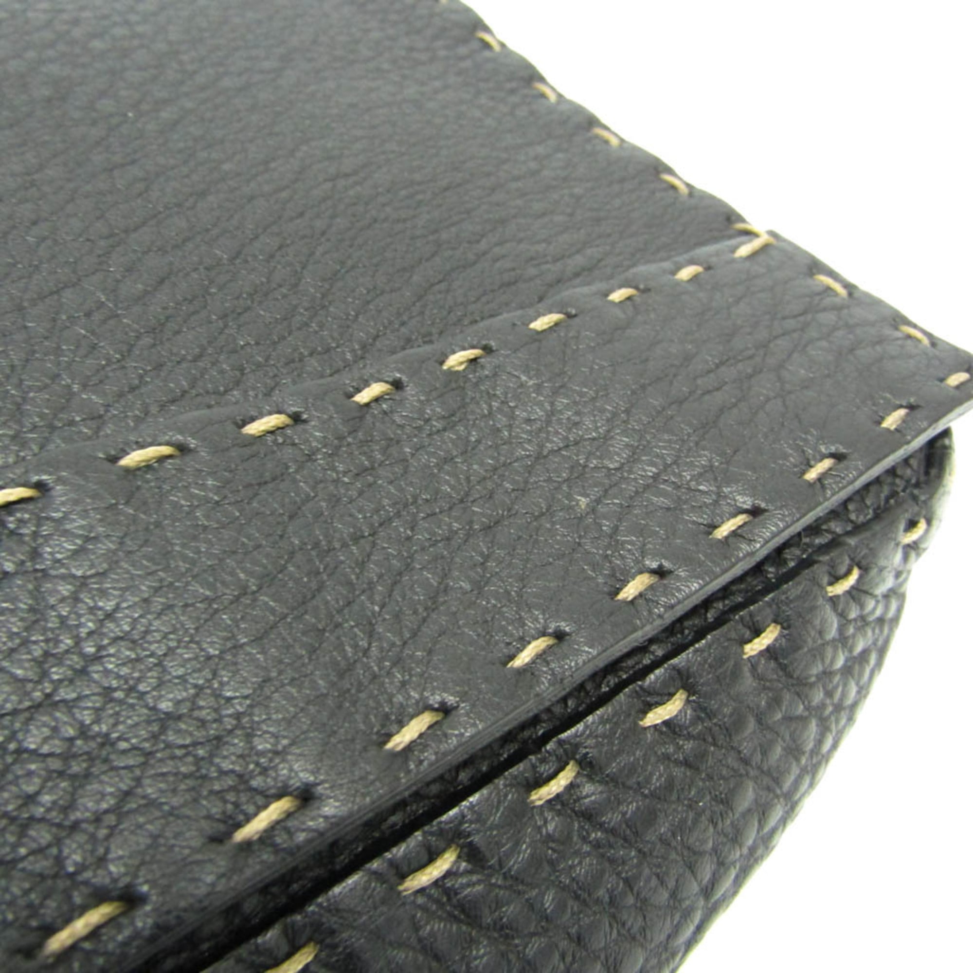 Fendi Selleria Messenger Bag Leather Black Leather Shoulder Bag Bag (Pre-Owned)