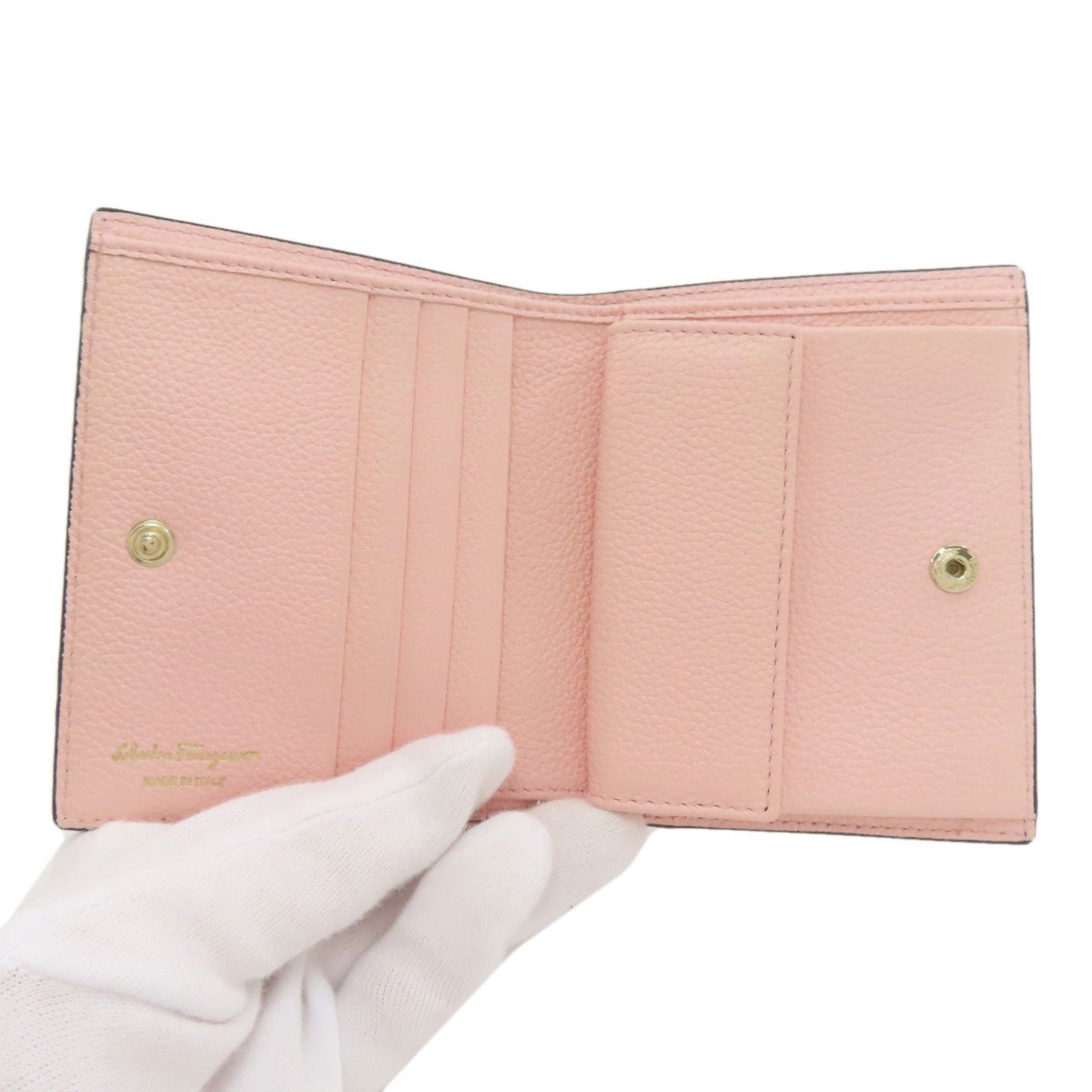Salvatore Ferragamo Gancini Pink Leather Wallet (Bi-Fold) (Pre-Owned)