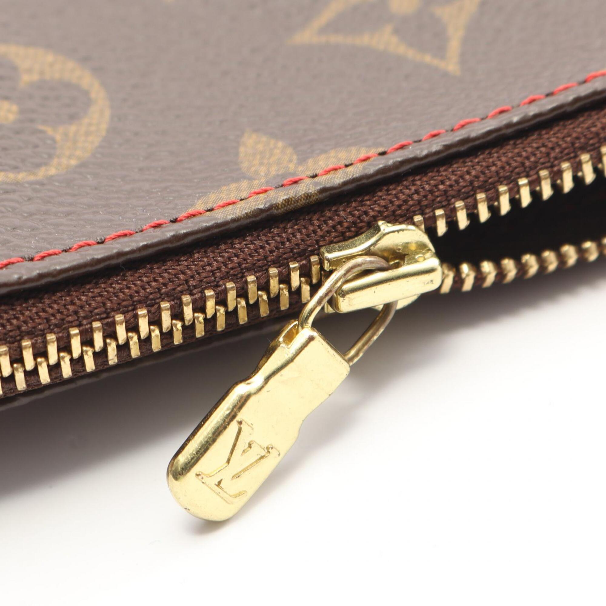 Louis Vuitton Brown Monogram Cherry Red Color Coated Canvas Leather Handbag Pochette (Pre-Owned)