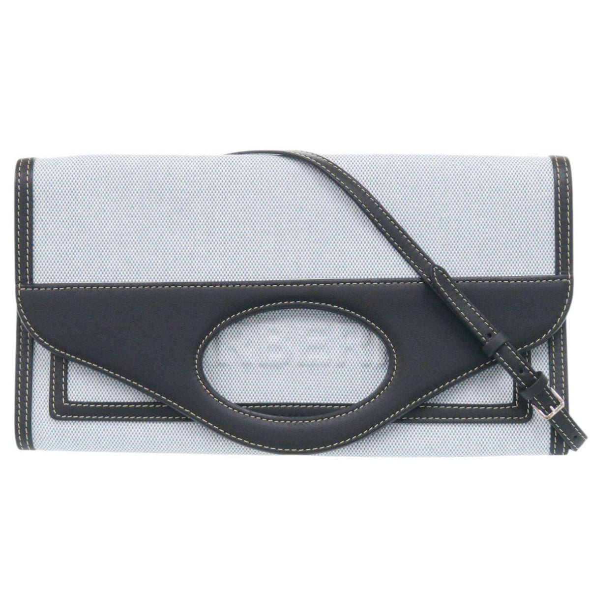 Burberry Black Blue Canvas Leather Shoulder Bag (Pre-Owned)