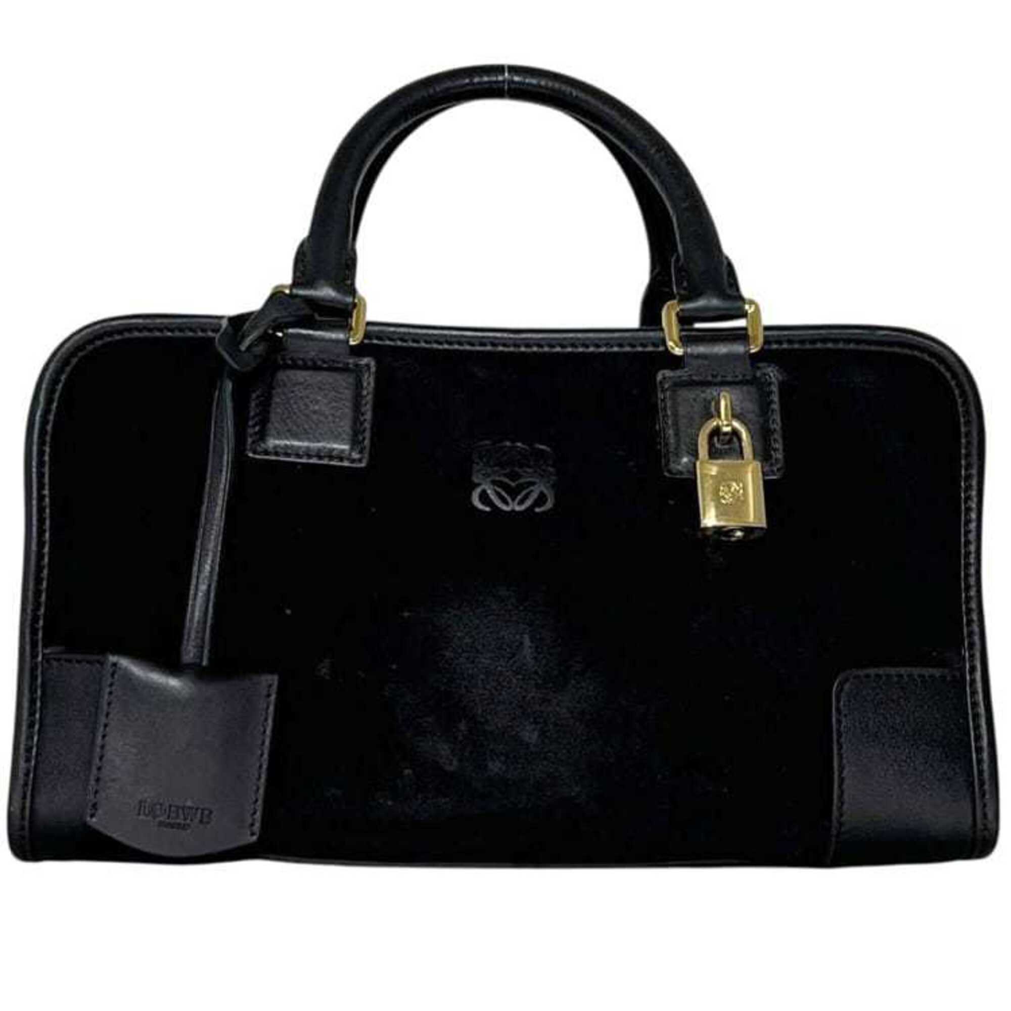 Loewe Amazona Black Suede Leather Handbag (Pre-Owned)
