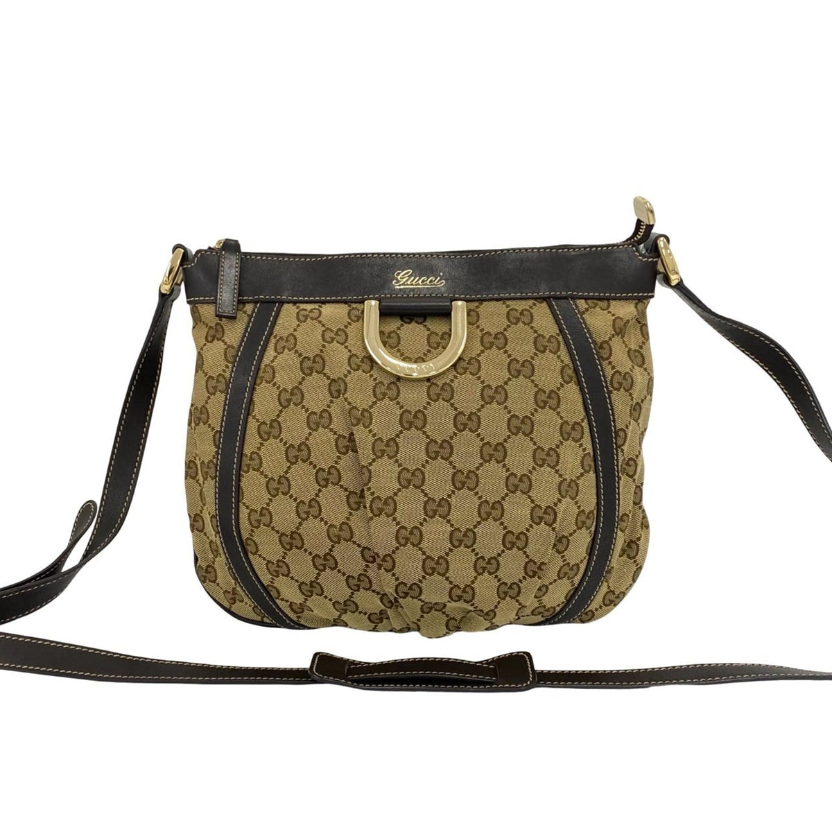 Gucci Brown Canvas Leather Pochette Shoulder Bag (Pre-Owned)