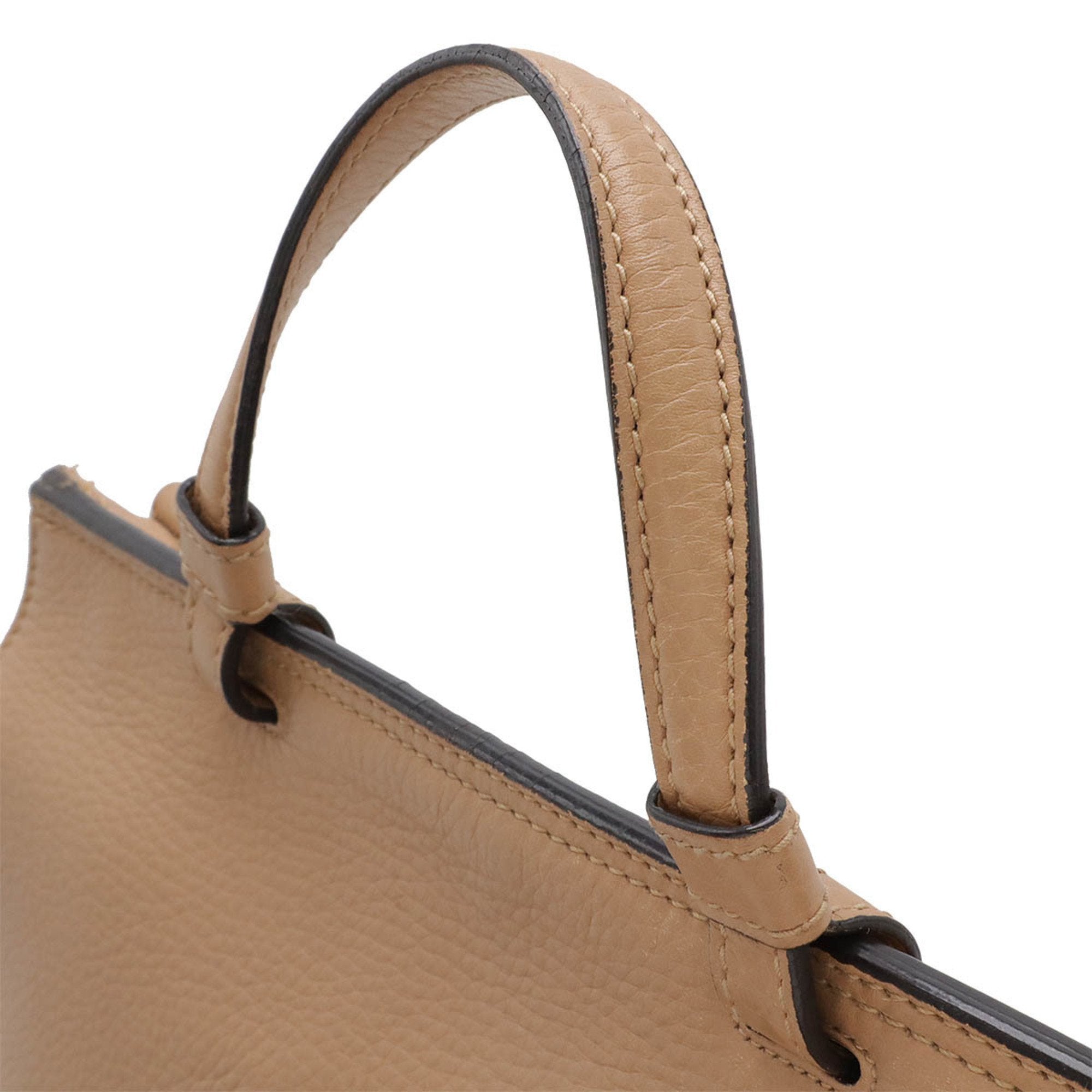 Gucci Beige Bamboo Leather Handbag Shoulder Bag (Pre-Owned)