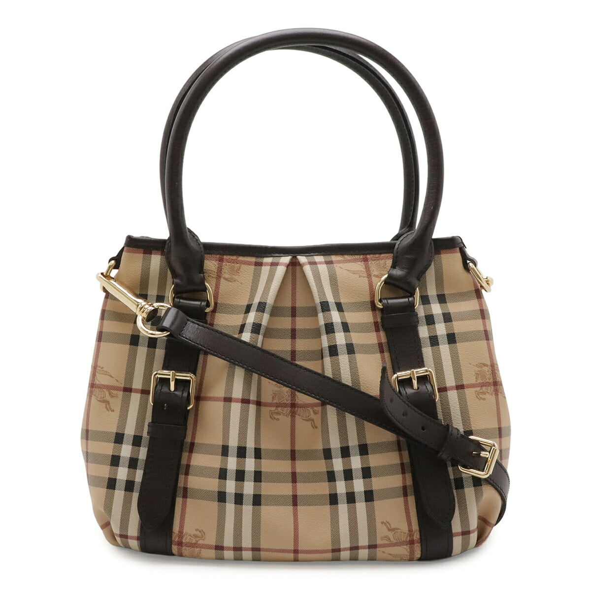 Burberry Beige Black Bordeaux Dark Brown Pvc Leather Shoulder Bag Tote Bag (Pre-Owned)