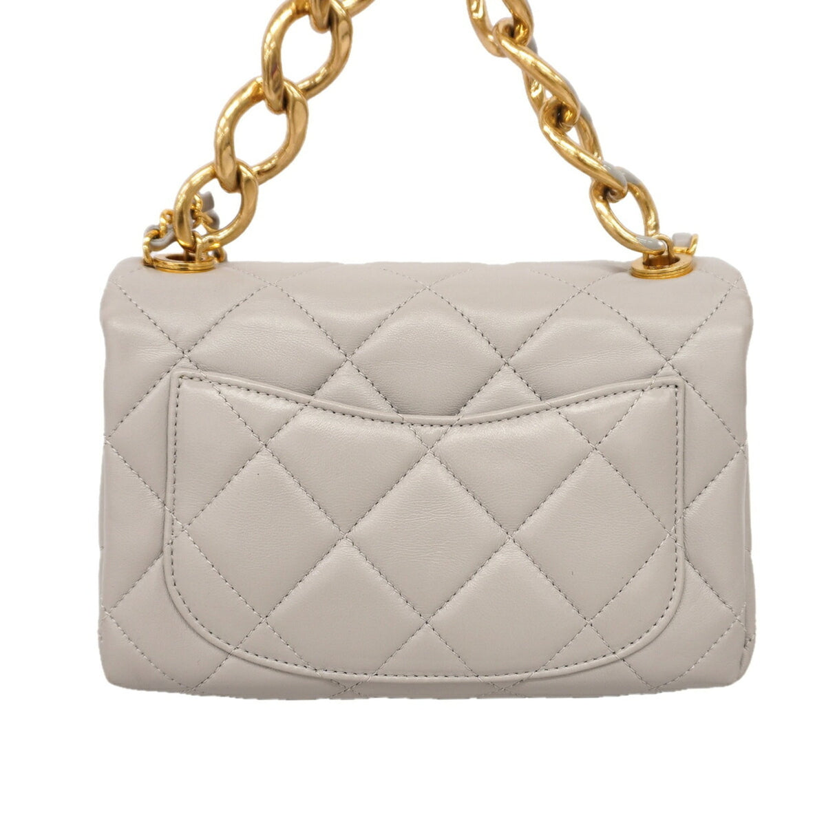 Chanel Gray Leather Shoulder Bag (Pre-Owned)