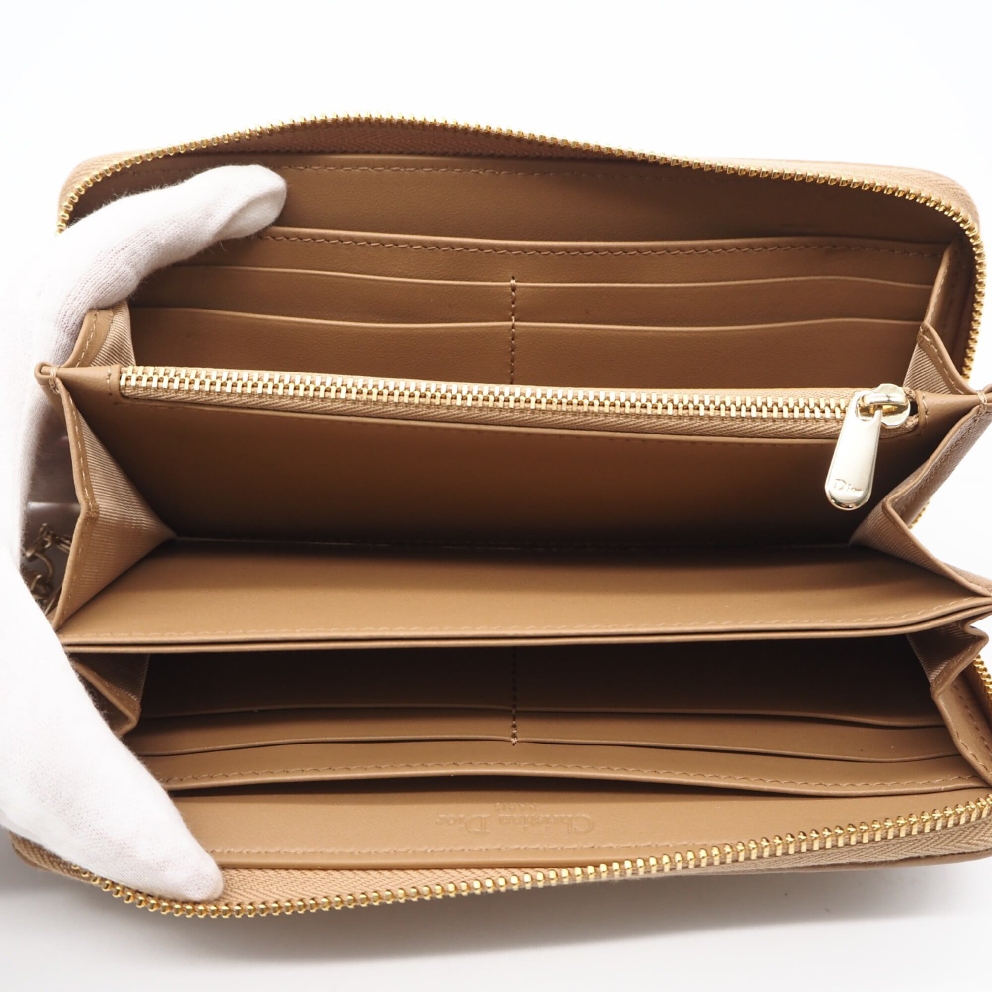 Christian Dior Lady Dior Beige Bow Coin Purse/Coin Case (Pre-Owned)