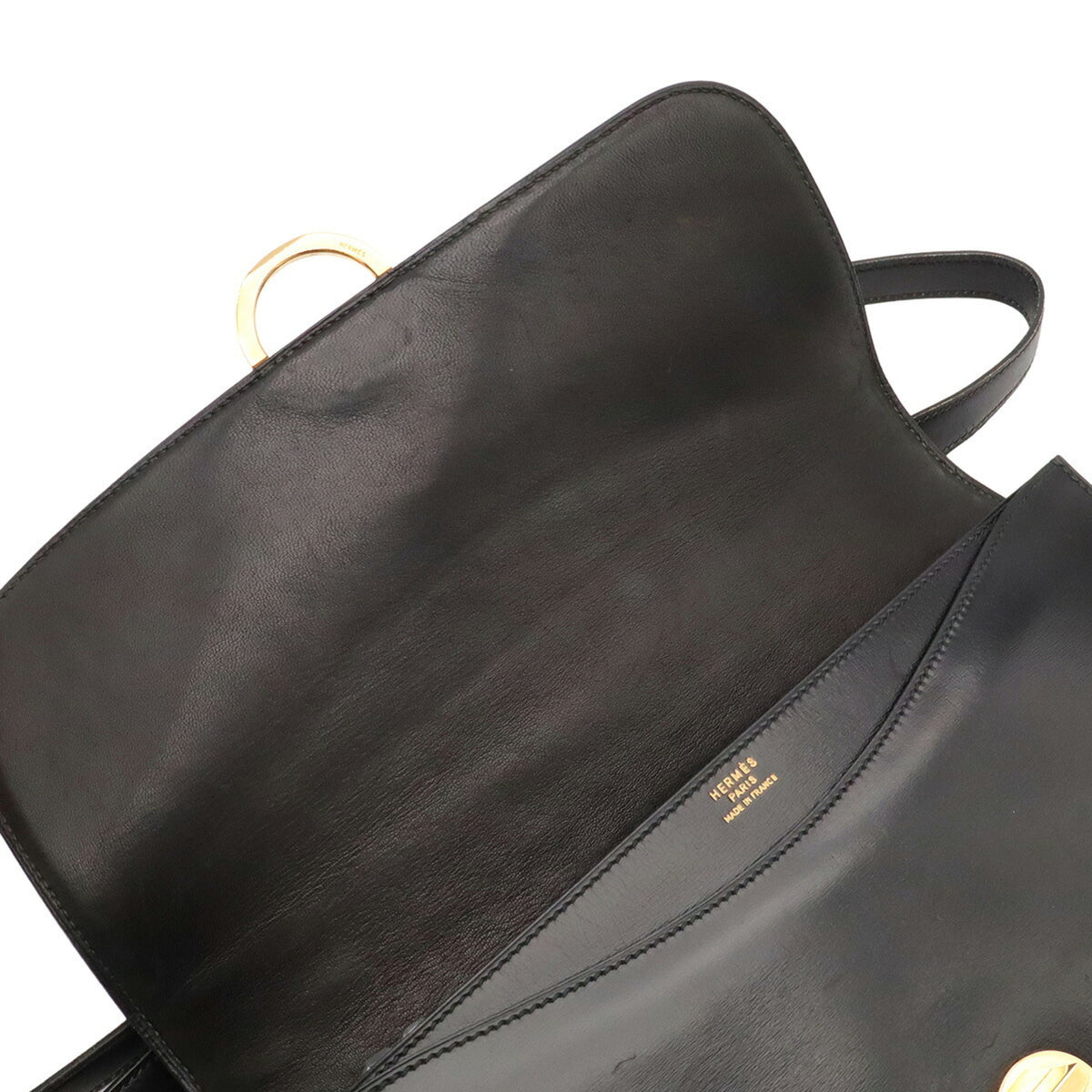 Hermes Black Box Calf Leather Shoulder Bag (Pre-Owned)