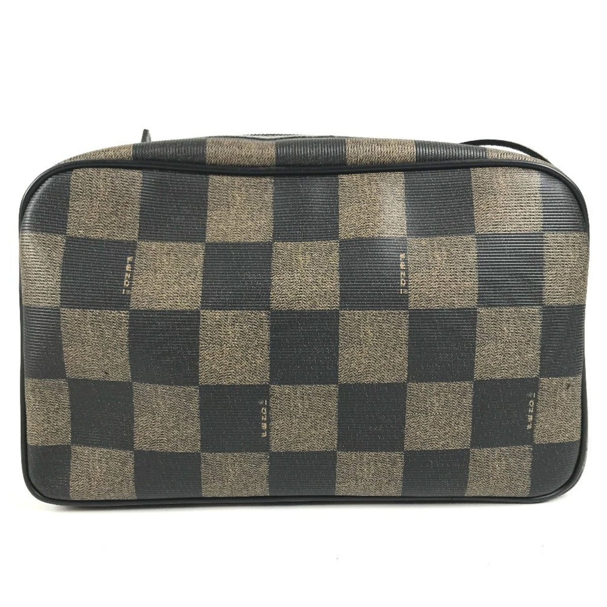 Fendi Pequin Black Khaki Pvc Leather Shoulder Bag (Pre-Owned)