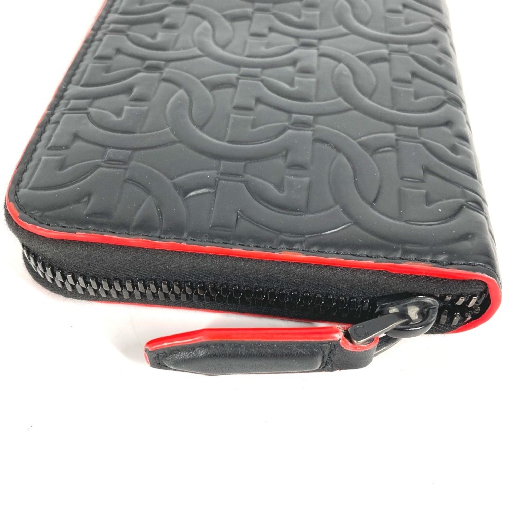 Salvatore Ferragamo Black Red Color Leather Long Wallet (Bi-Fold) (Pre-Owned)