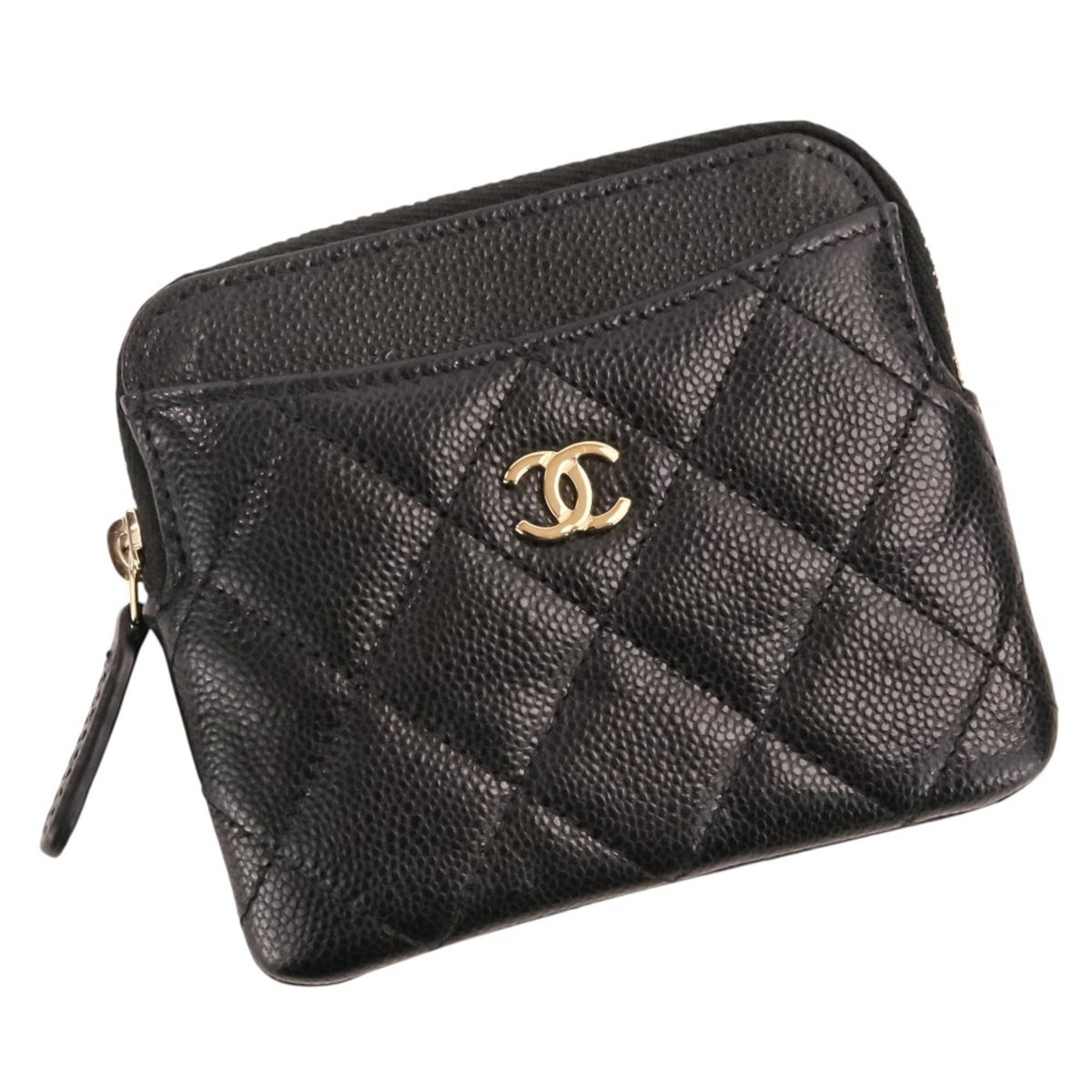 Chanel Black Grained Calfskin Coin Purse/Coin Case (Pre-Owned)