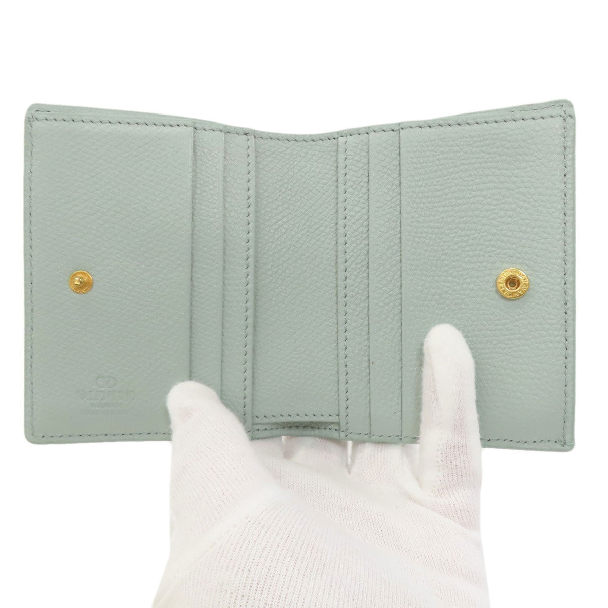 Valentino Light Green Leather Wallet (Bi-Fold) (Pre-Owned)