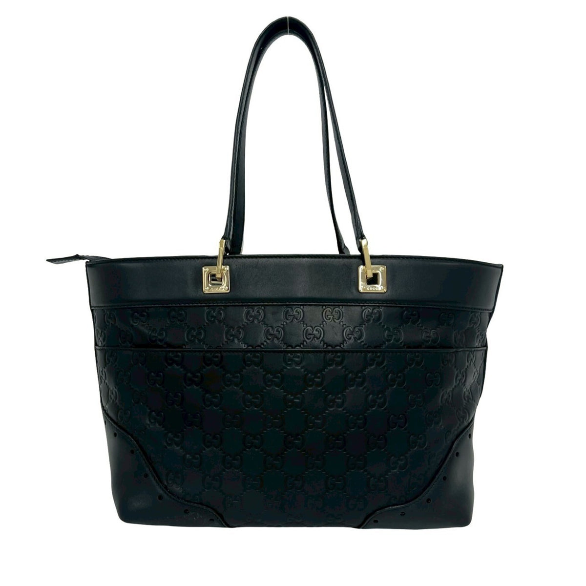 Gucci Black Leather Boston Bag Handbag Tote Bag (Pre-Owned)