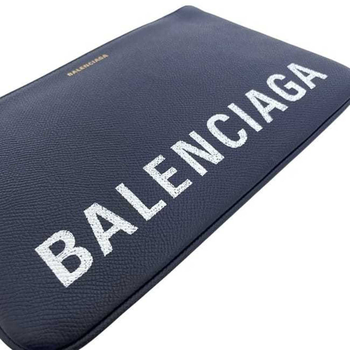 Balenciaga Navy Leather Clutch Bag Pouch (Pre-Owned)