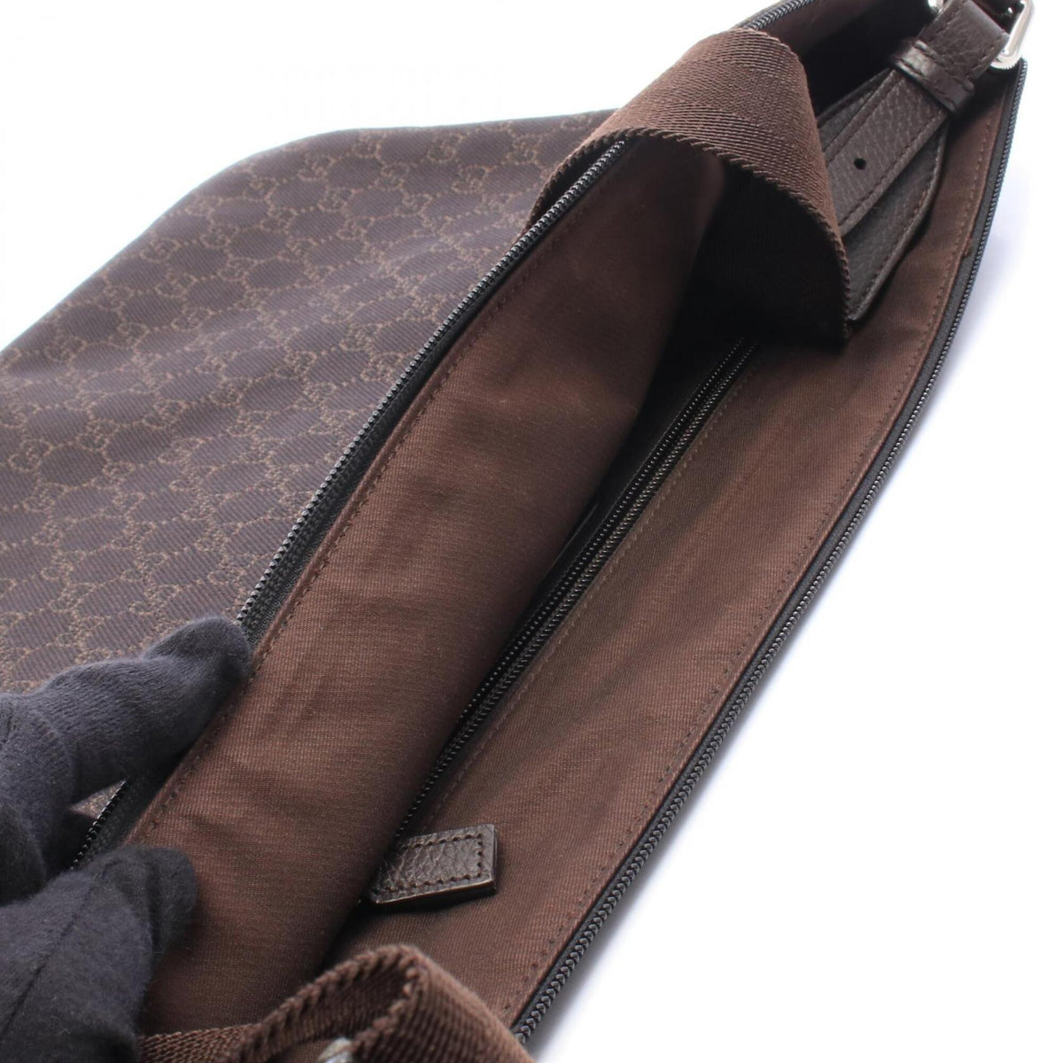 Gucci Brown Canvas Leather Handbag Shoulder Bag (Pre-Owned)