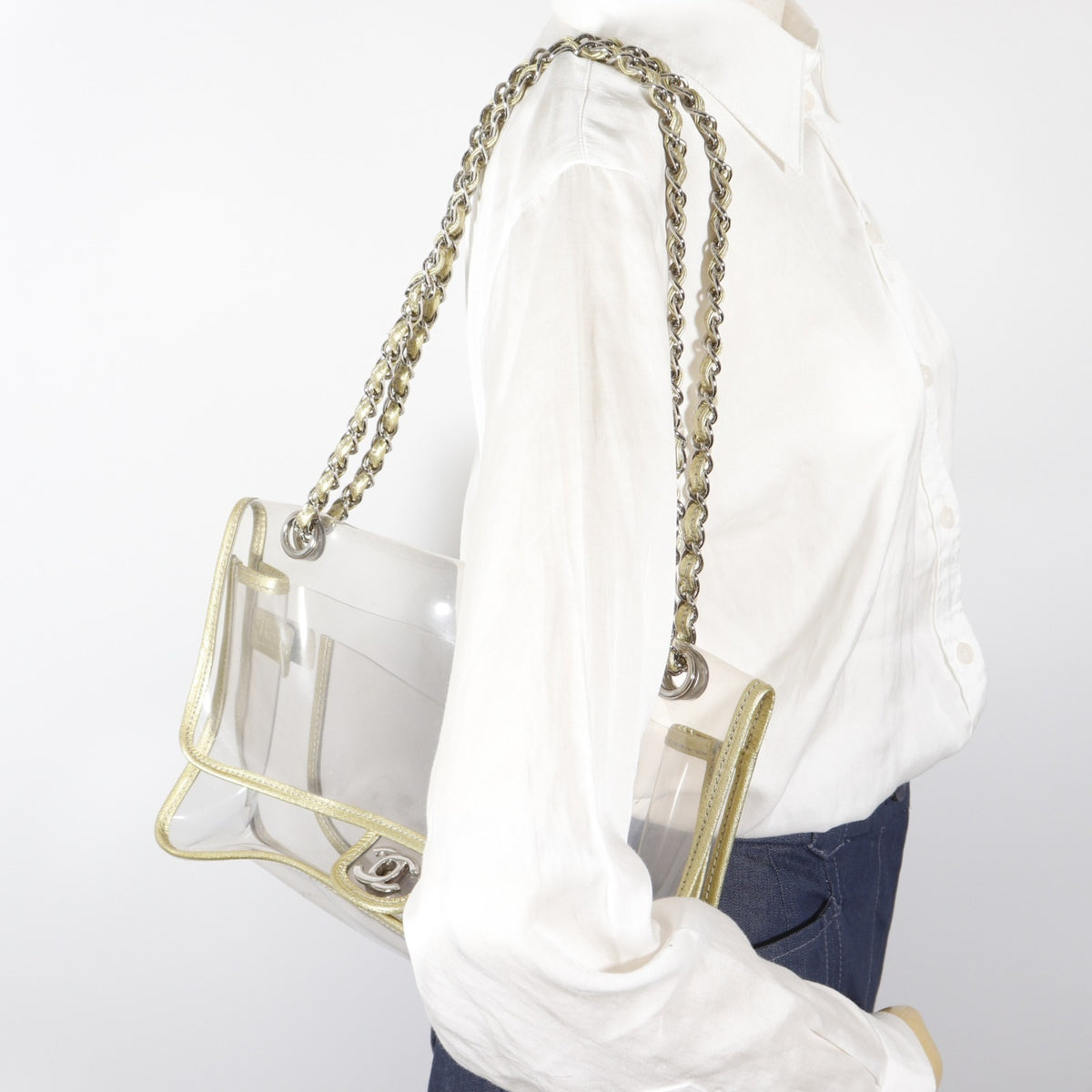 Chanel Clear Gold Vinyl Shoulder Bag (Pre-Owned)