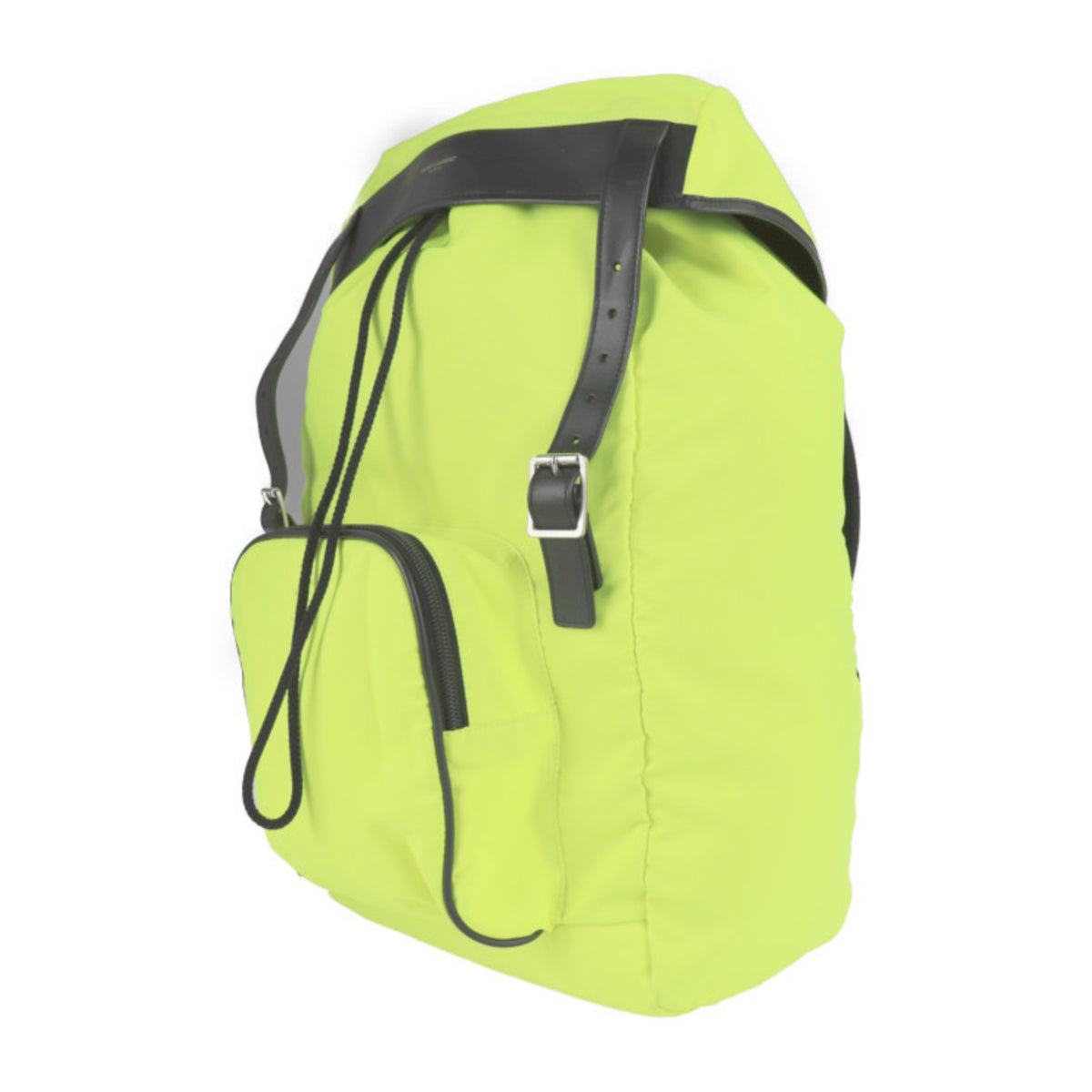 Yves Saint Laurent Black Yellow Nylon Canvas Leather Backpack (Pre-Owned)