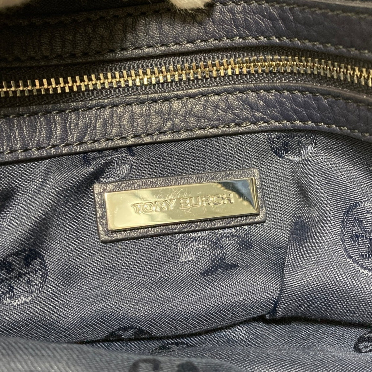 Tory Burch Green Navy Leather Shoulder Bag (Pre-Owned)