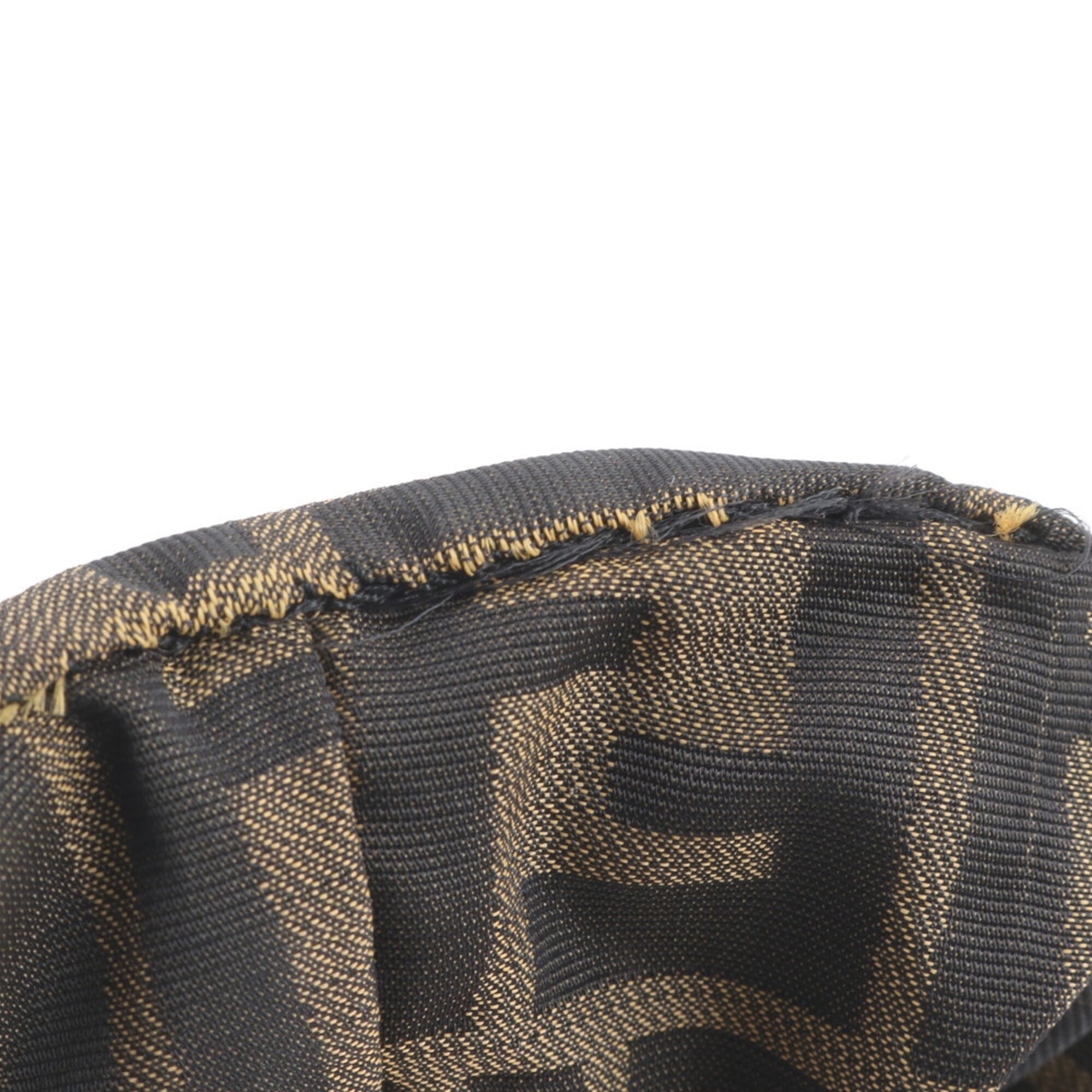 Fendi Brown Leather Canvas Handbag Pouch (Pre-Owned)