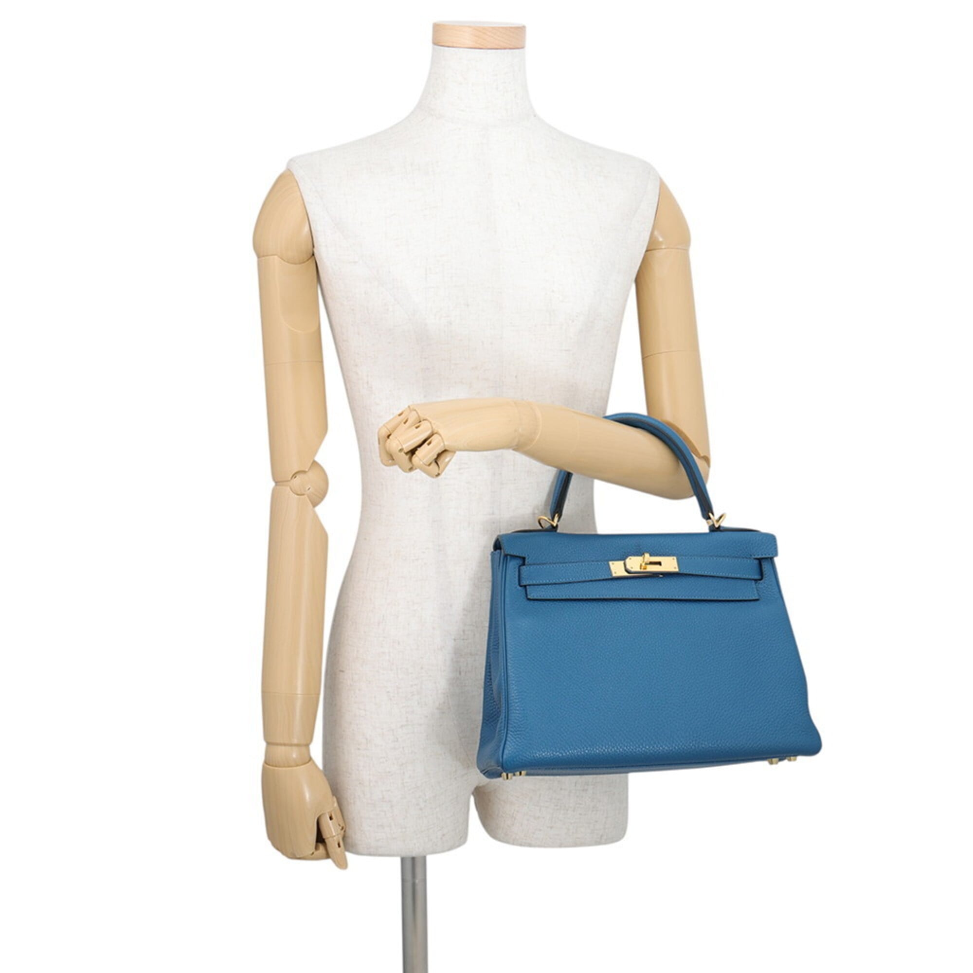 Hermes Kelly Blue Togo Leather Handbag (Pre-Owned)