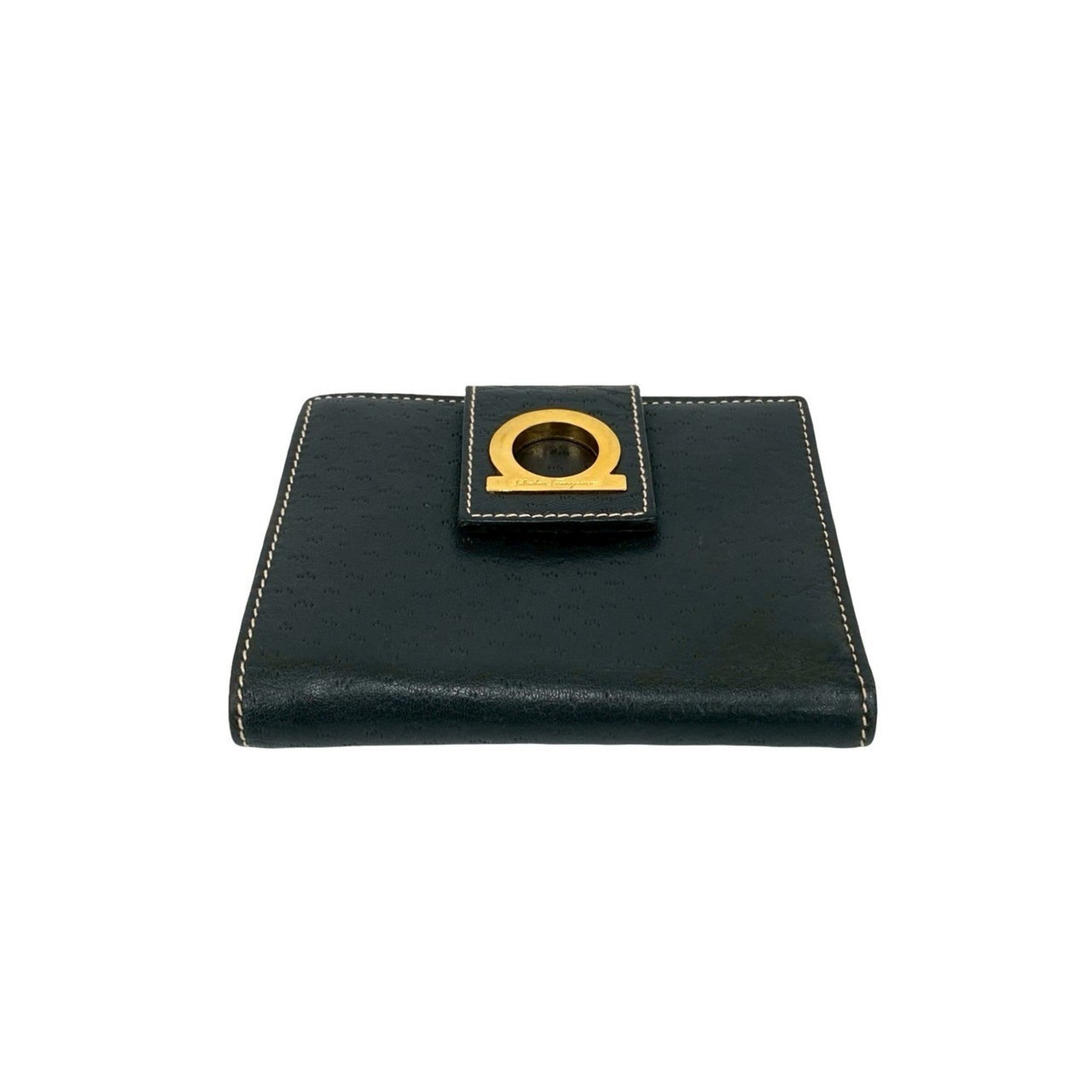 Salvatore Ferragamo Black Leather Wallet (Bi-Fold) (Pre-Owned)