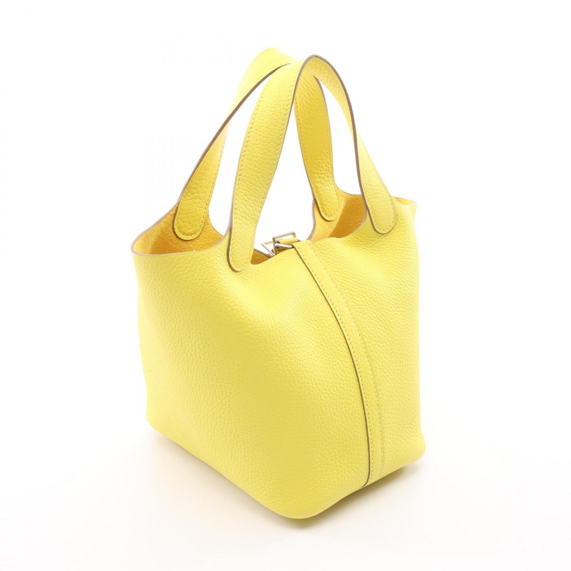 Hermes Lime Yellow Yellow Taurillon Clemence Leather Handbag (Pre-Owned)