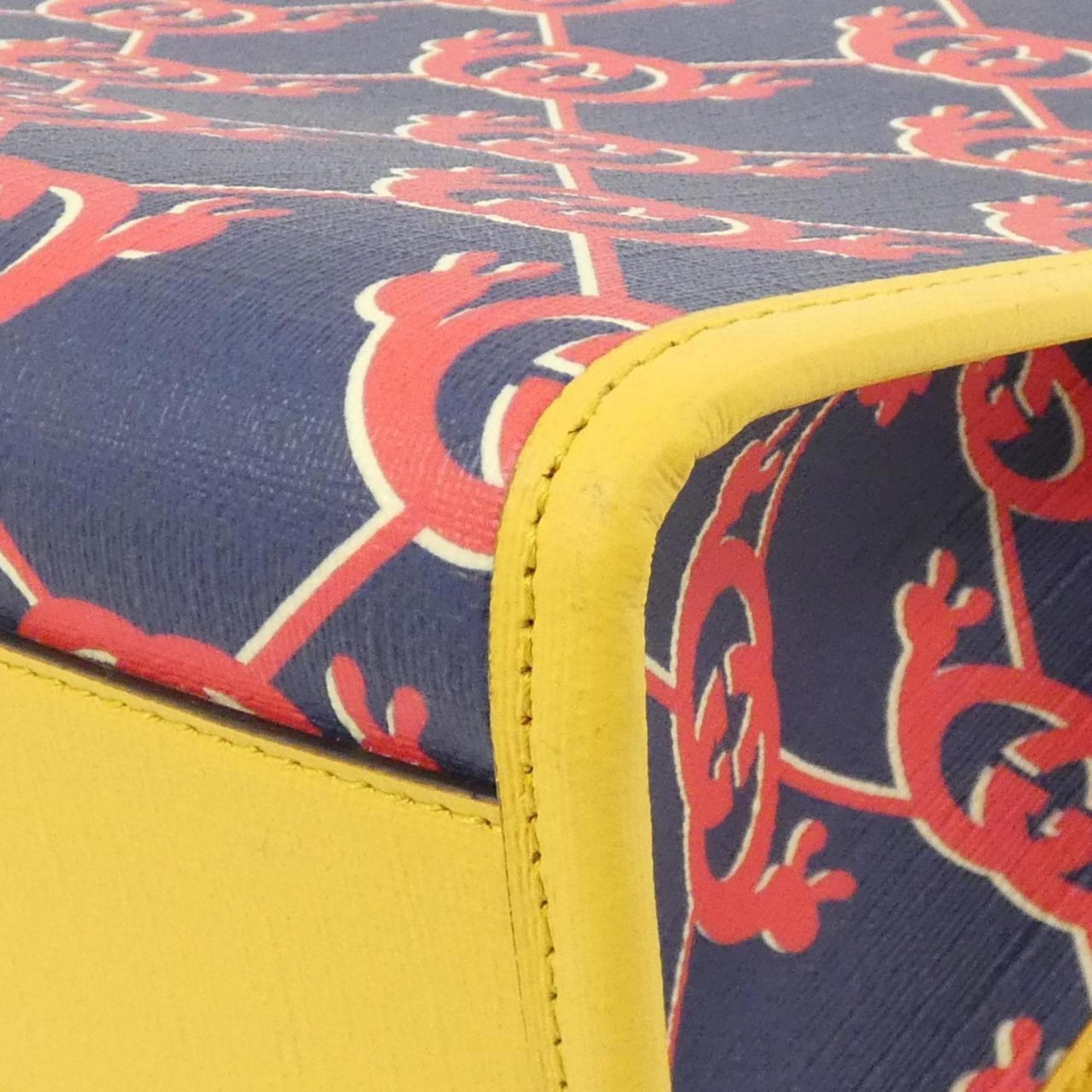 Gucci Blue Red Color Yellow Gg Supreme Handbag (Pre-Owned)