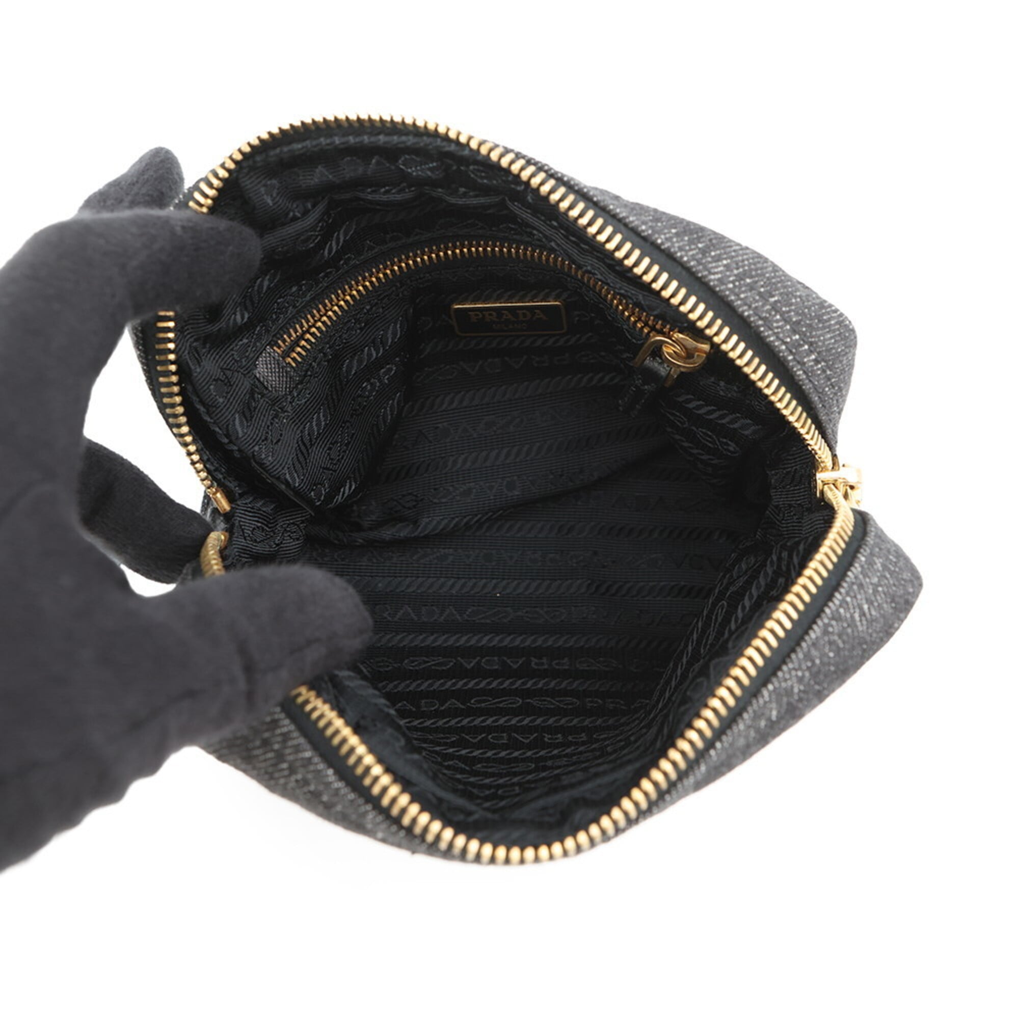 Prada Black Denim Handbag Pouch (Pre-Owned)