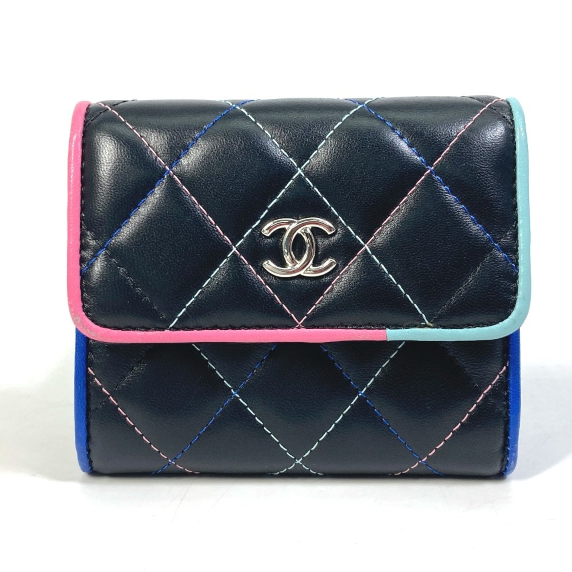 Chanel Black Leather Wallet (Tri-Fold) (Pre-Owned)