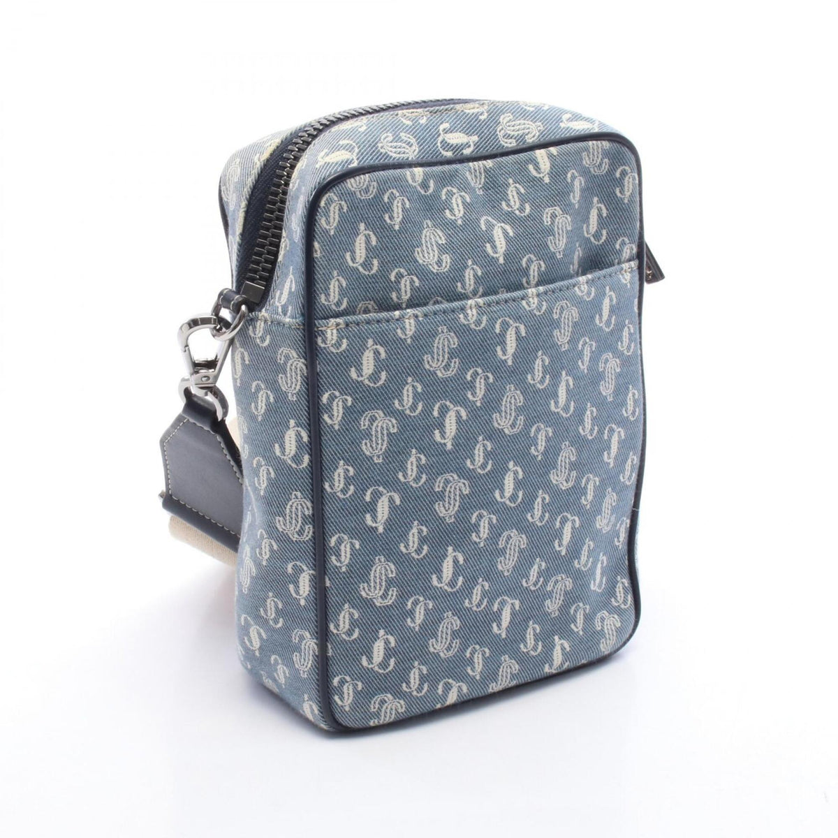 Jimmy Choo Blue Ivory Canvas Shoulder Bag (Pre-Owned)