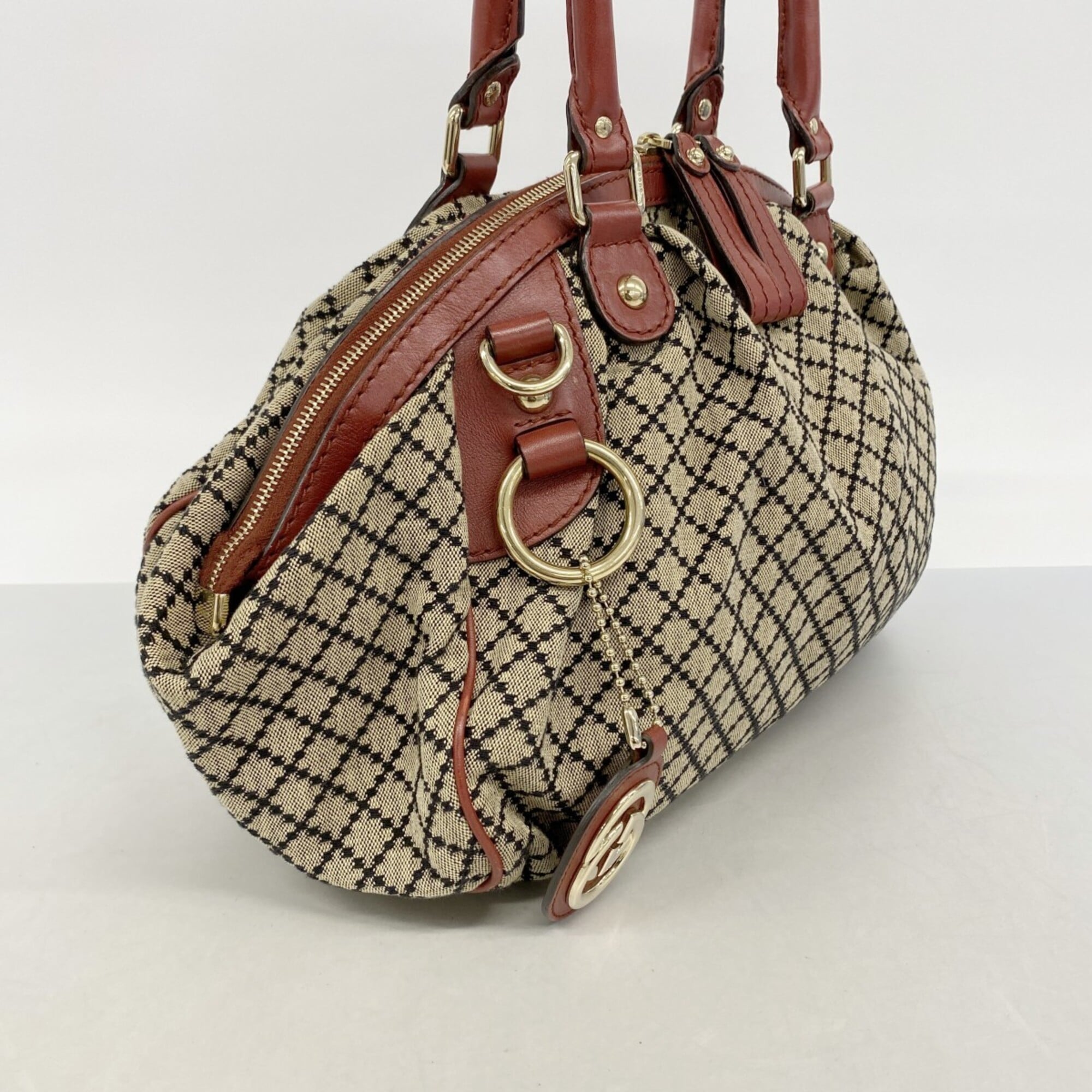 Gucci Black Bordeaux Canvas Tote Bag (Pre-Owned)