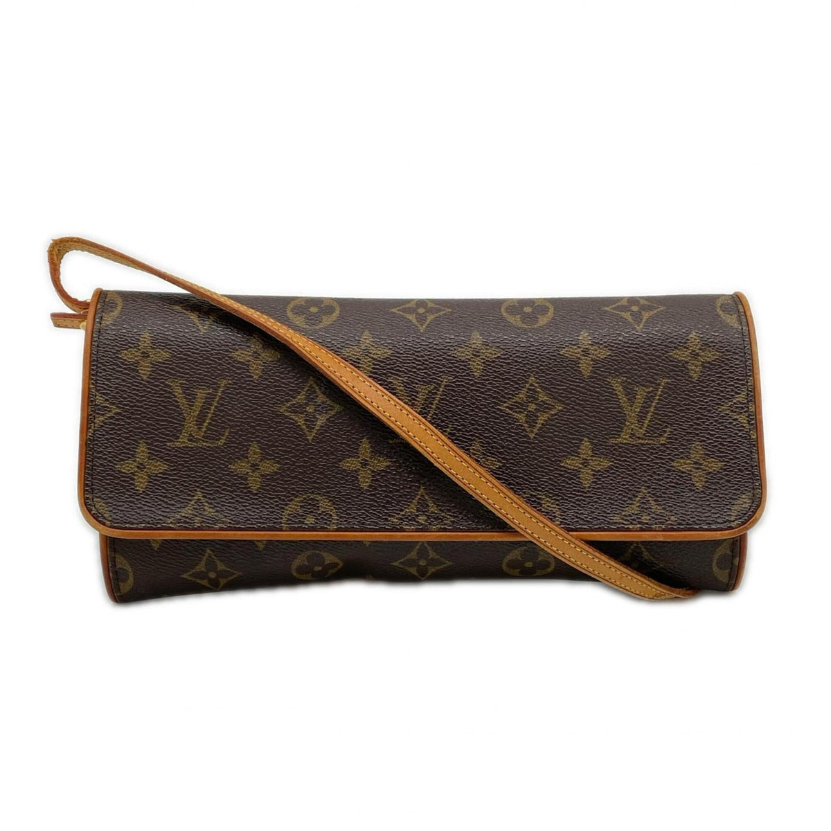 Louis Vuitton Beige Brown Monogram Coated Canvas Leather Pochette Shoulder Bag (Pre-Owned)