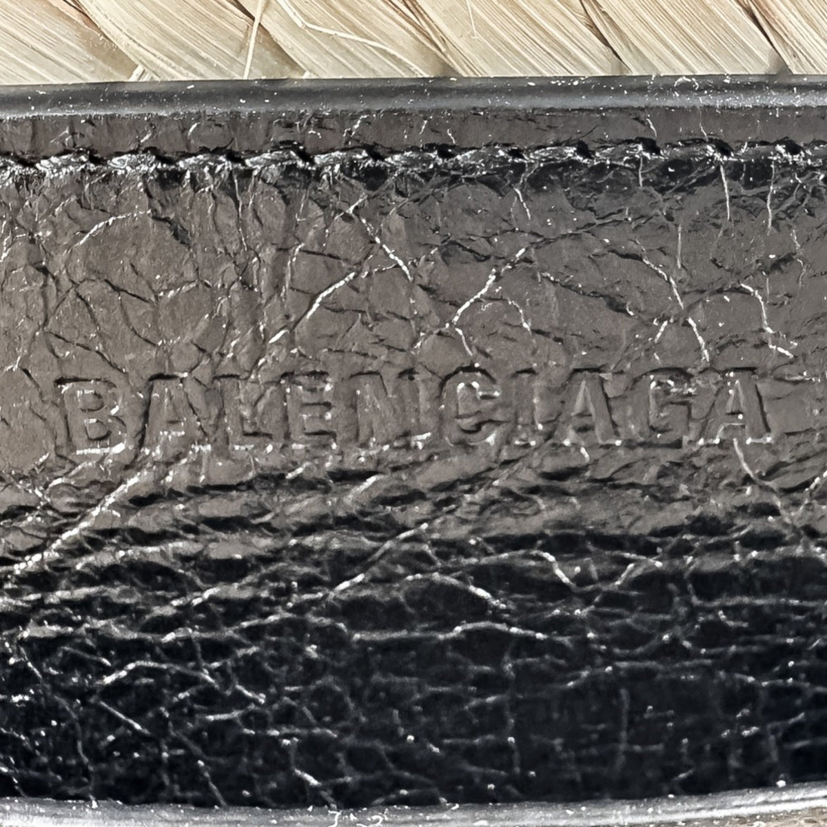 Balenciaga Beige Raffia Leather Basket Shoulder Bag (Pre-Owned)
