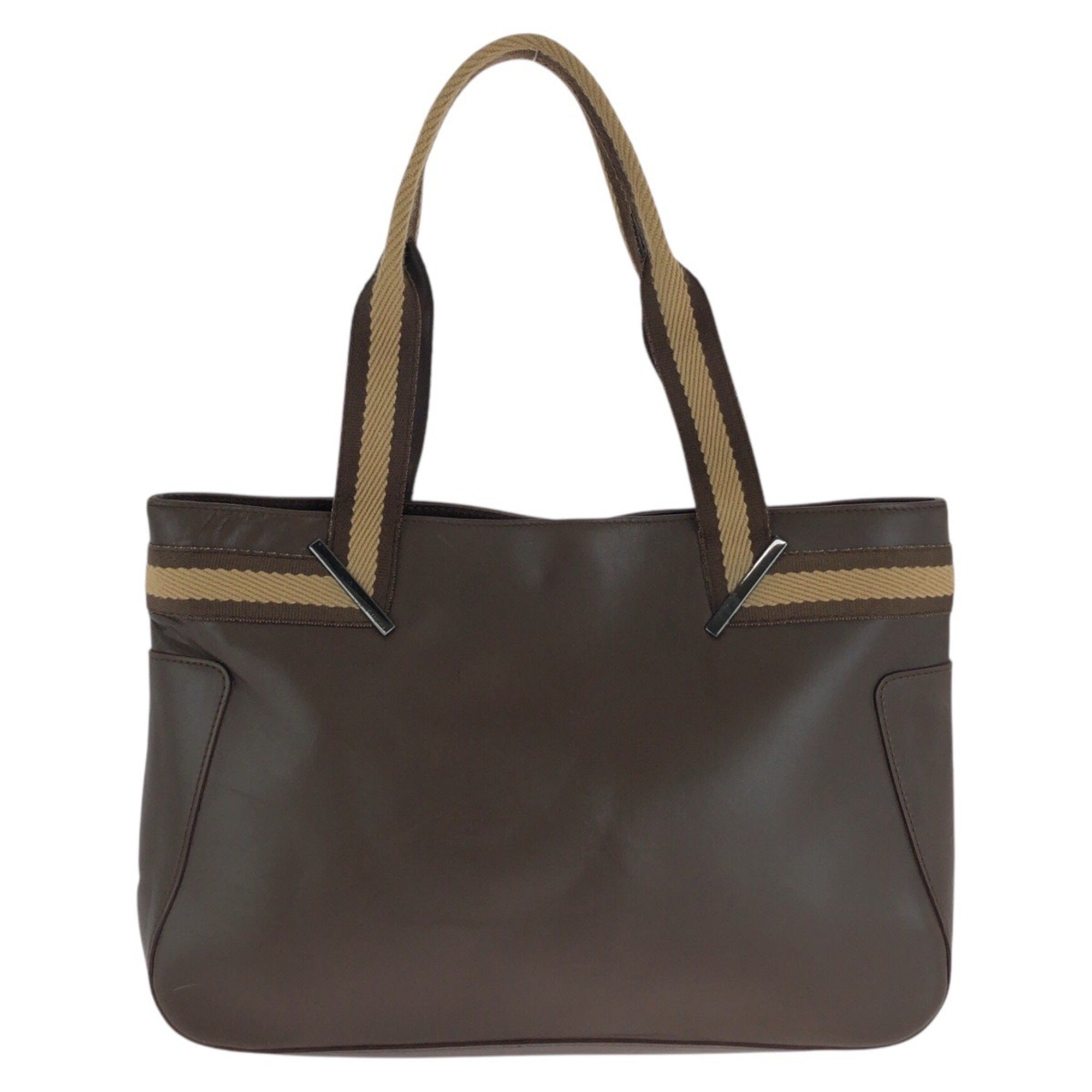 Gucci Beige Brown Leather Shoulder Bag Tote Bag (Pre-Owned)