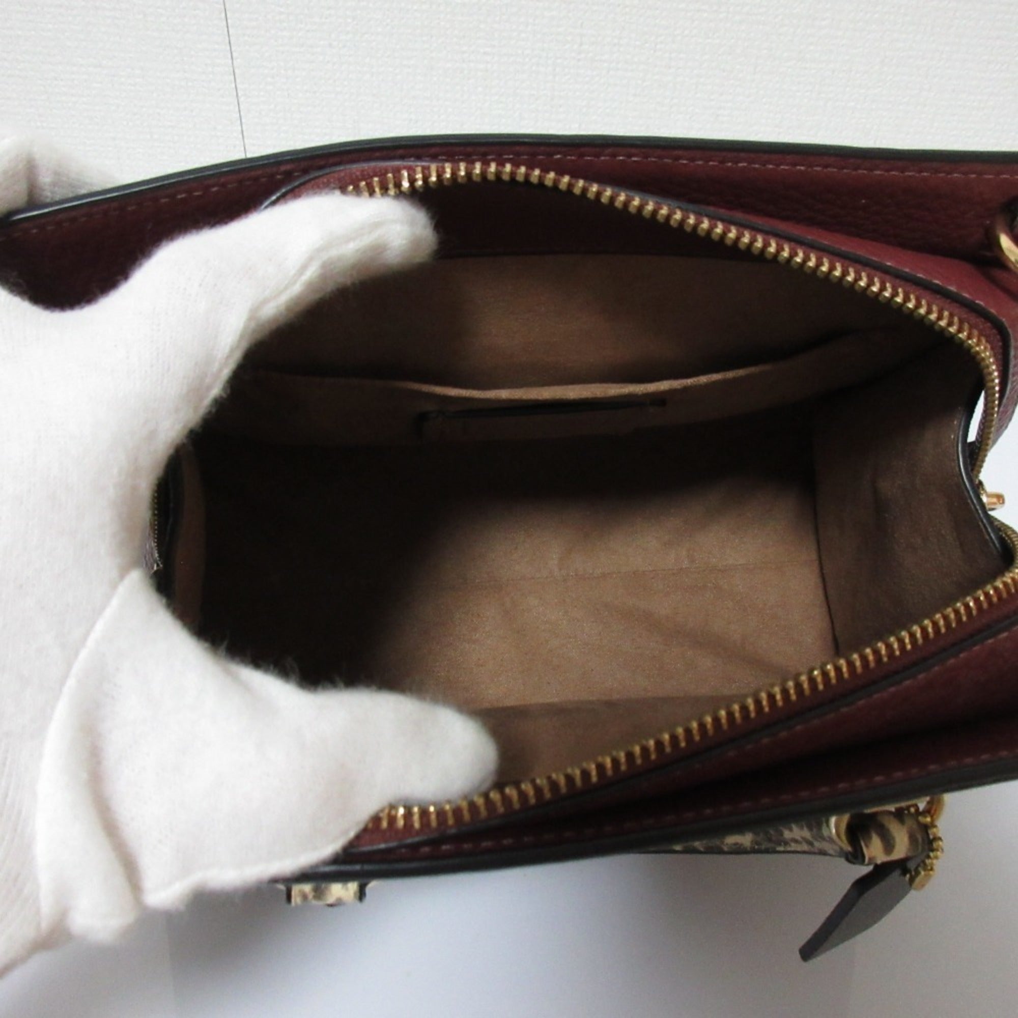 Coach Signature Black Bordeaux Brown Signature Line Handbag Shoulder Bag (Pre-Owned)