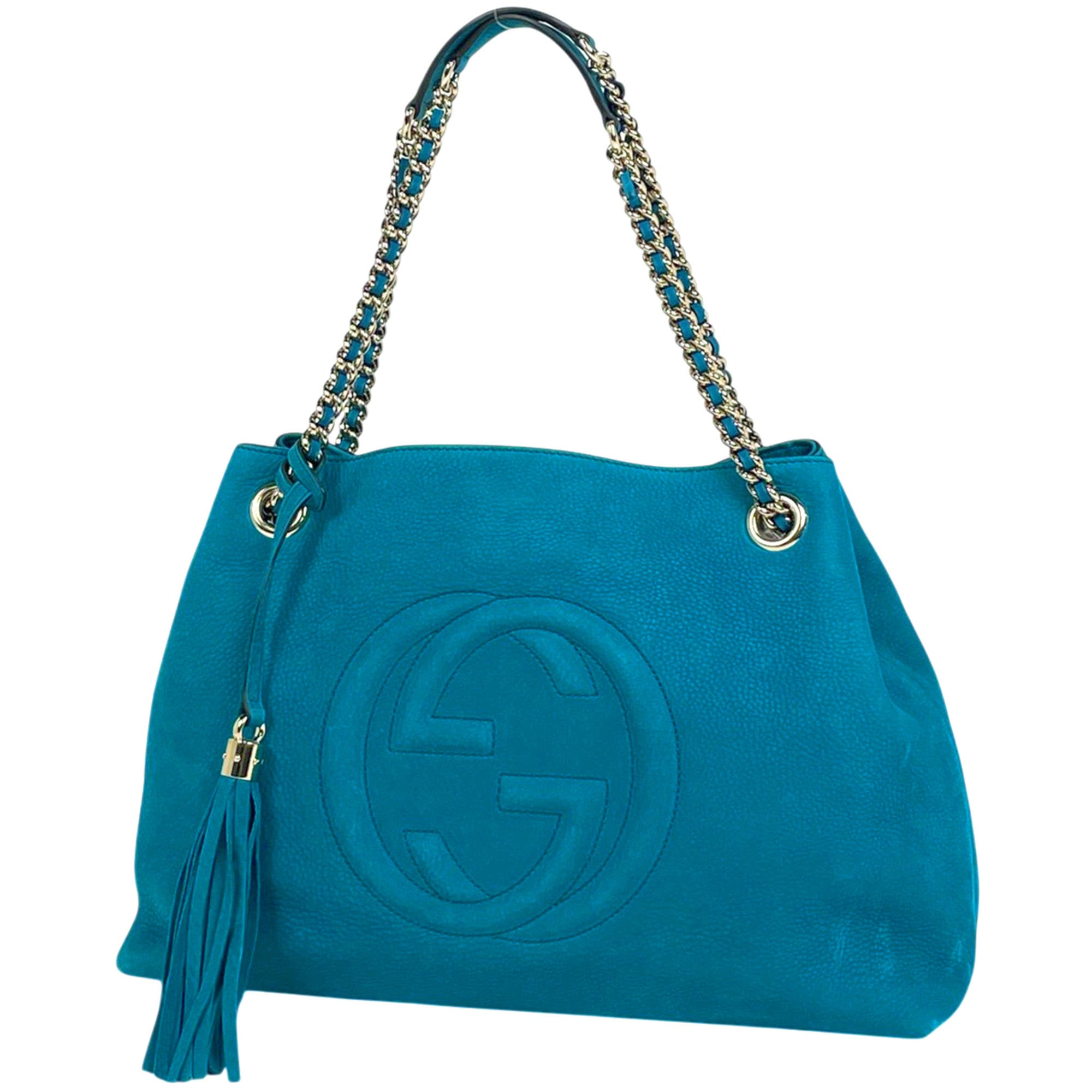 Gucci Soho Blue Leather Shoulder Bag (Pre-Owned)