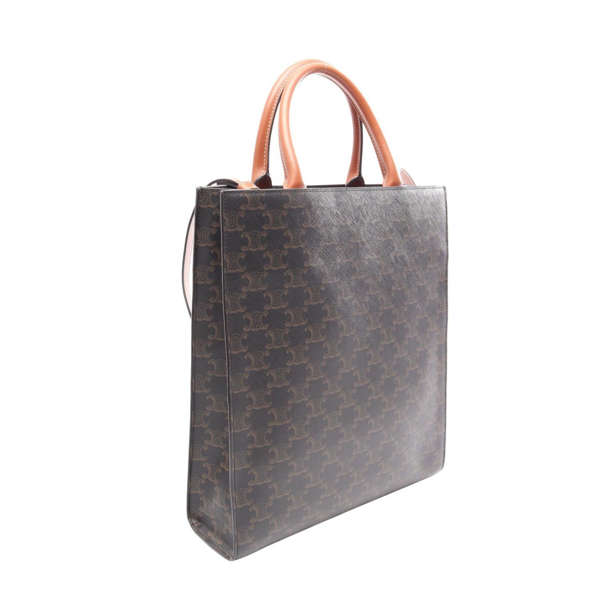 Celine Black Brown Coated Canvas Leather Handbag Tote Bag (Pre-Owned)