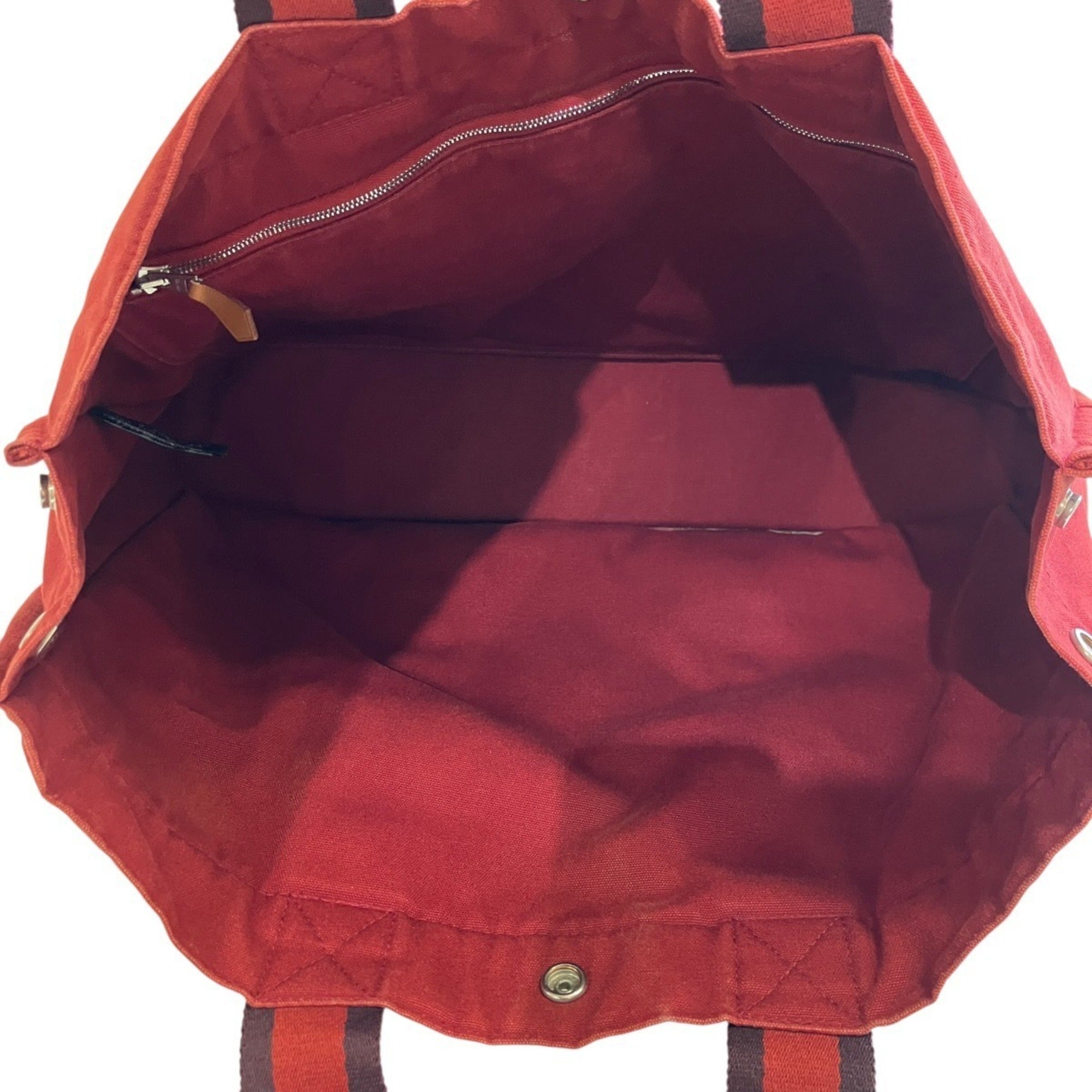 Hermes Fourre Tout Red Color Canvas Handbag (Pre-Owned)