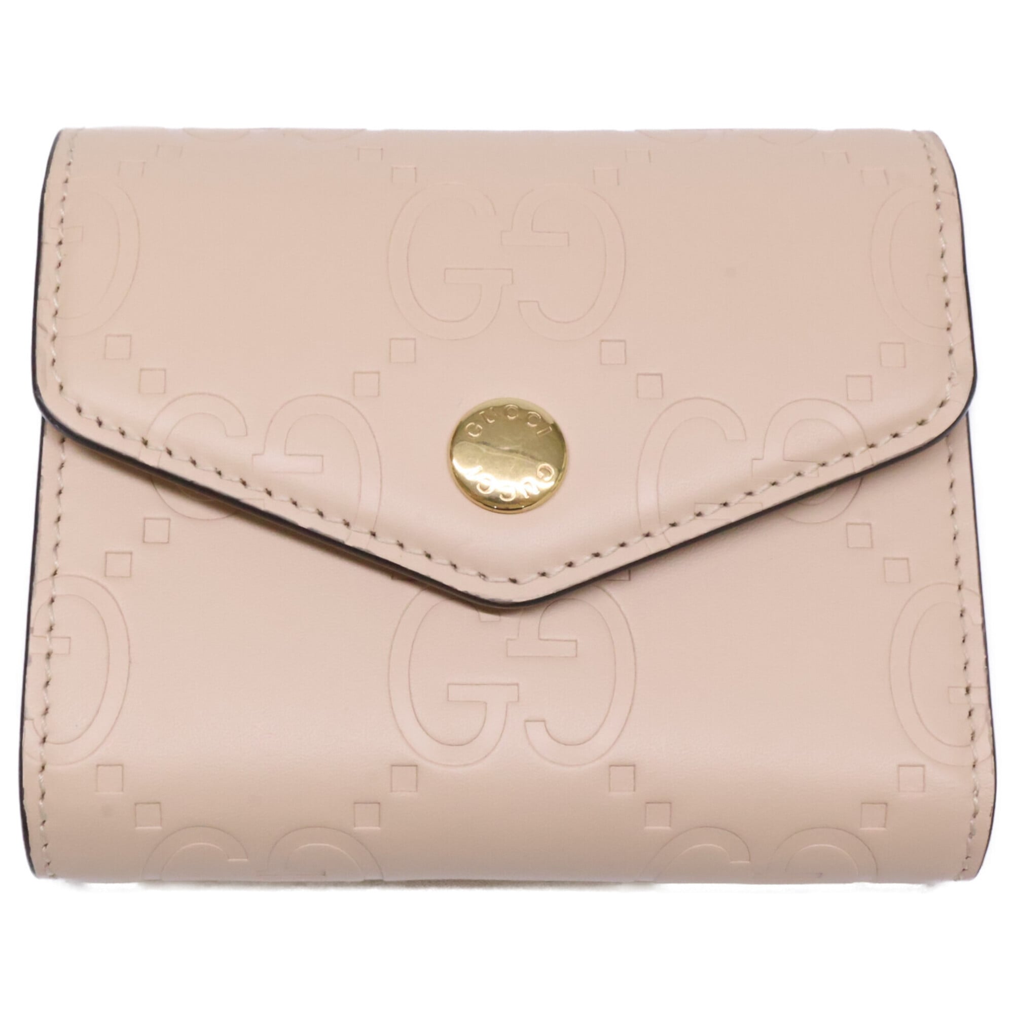 Gucci Light Beige Leather Wallet (Tri-Fold) (Pre-Owned)
