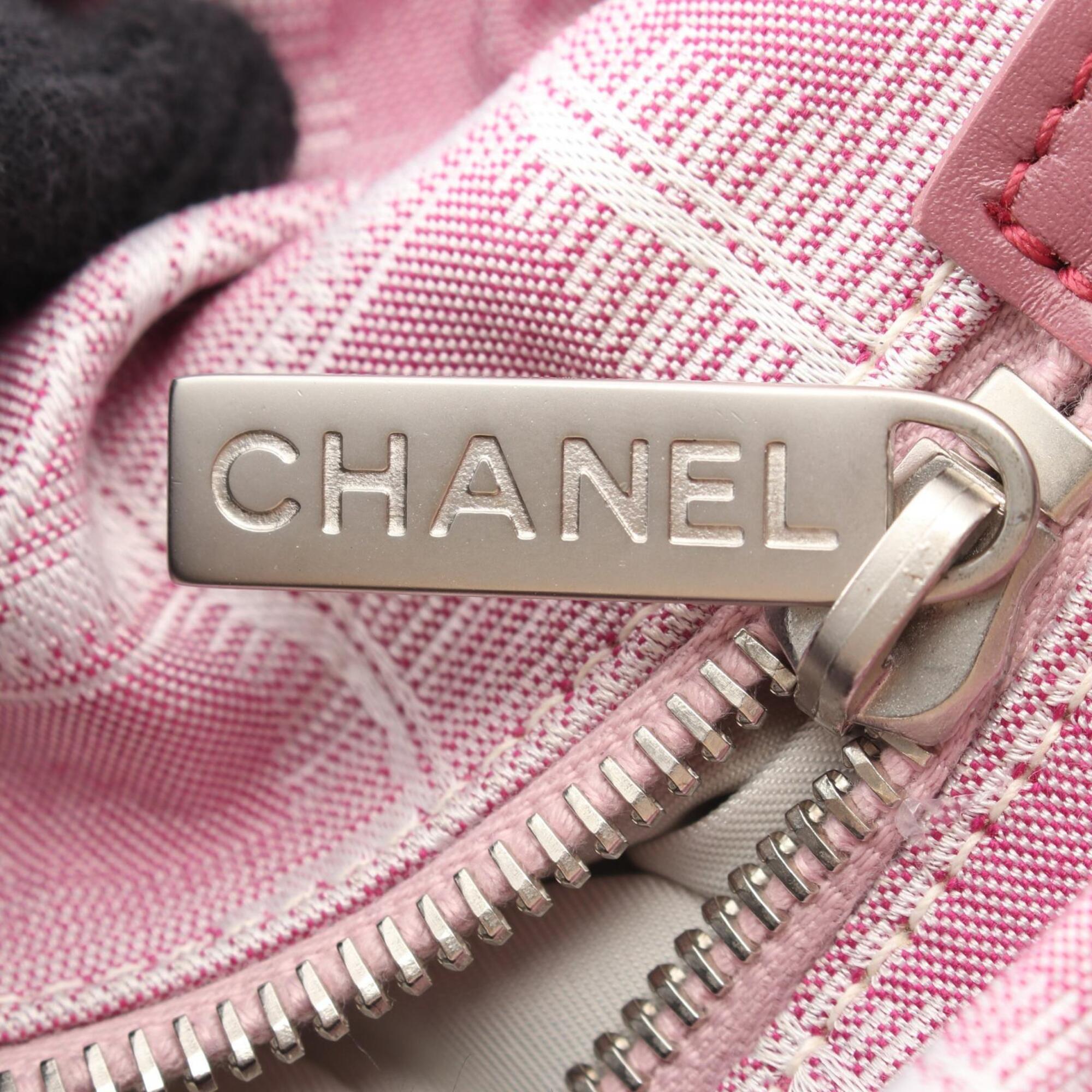 Chanel Pink Leather Nylon Canvas Handbag Tote Bag (Pre-Owned)