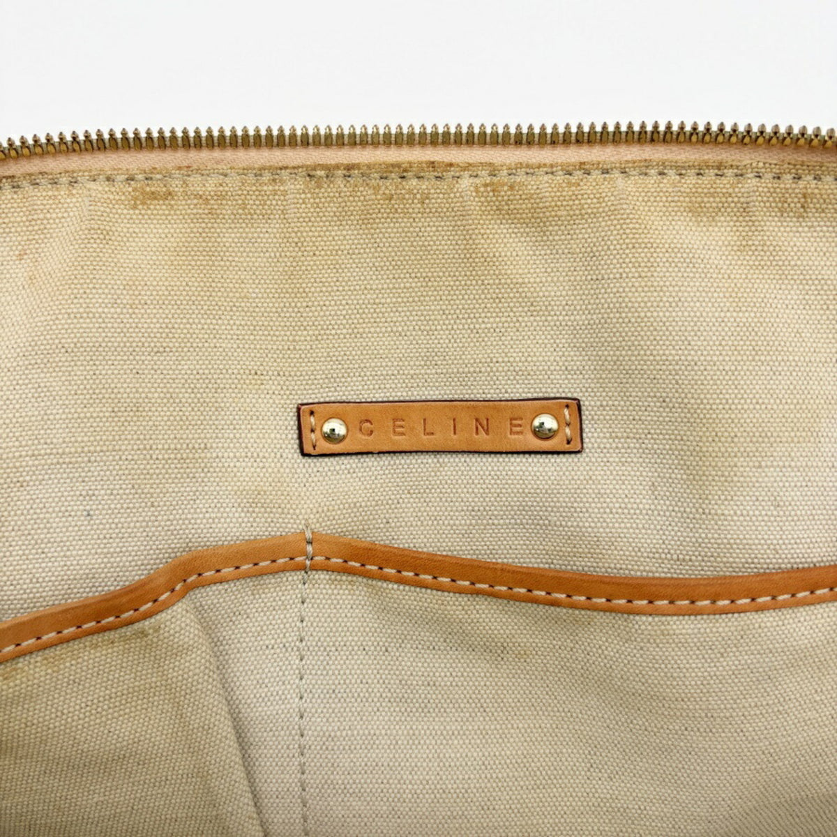 Celine Gray White Pvc Leather Boston Bag Handbag (Pre-Owned)