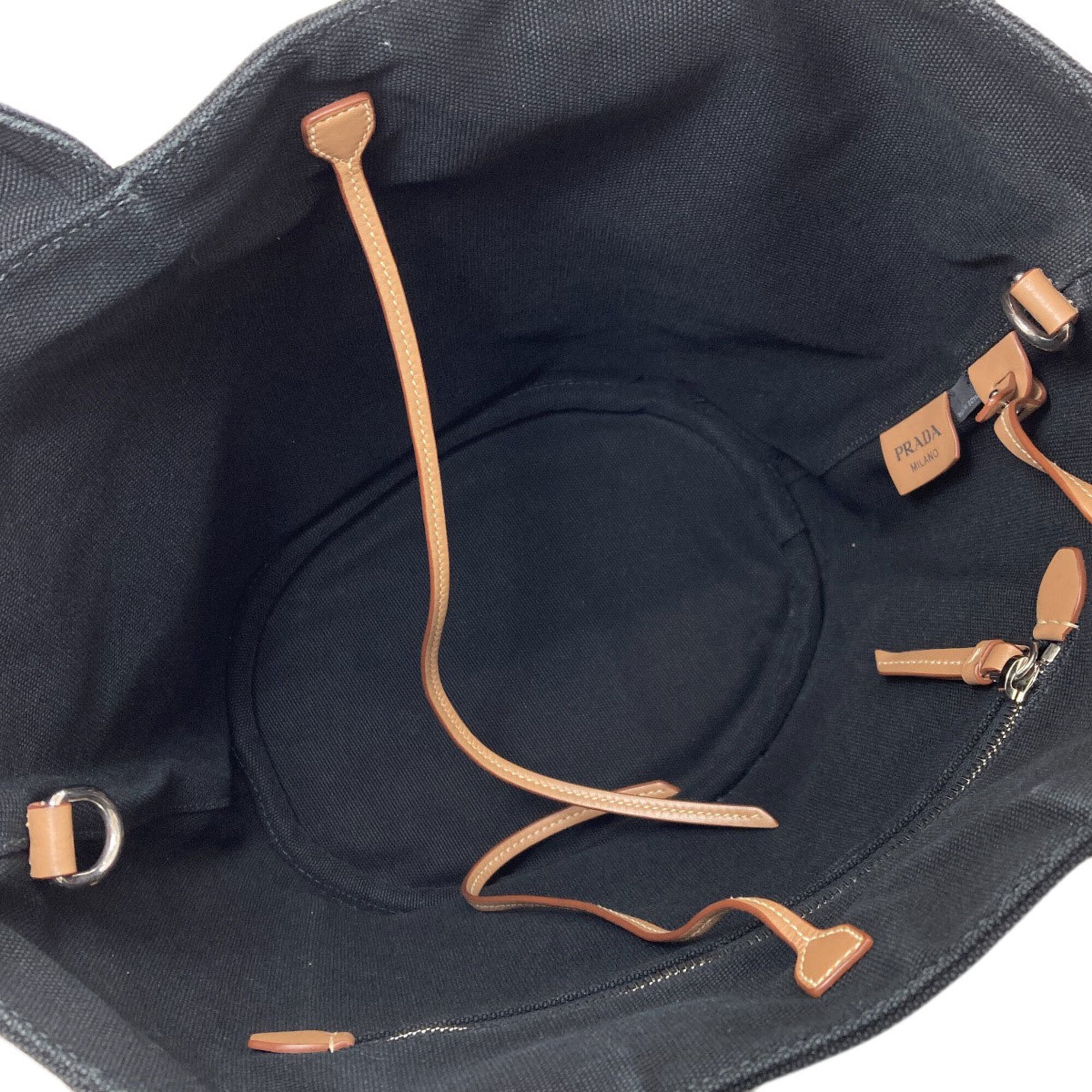 Prada Black Canapa Pouch Tote Bag (Pre-Owned)