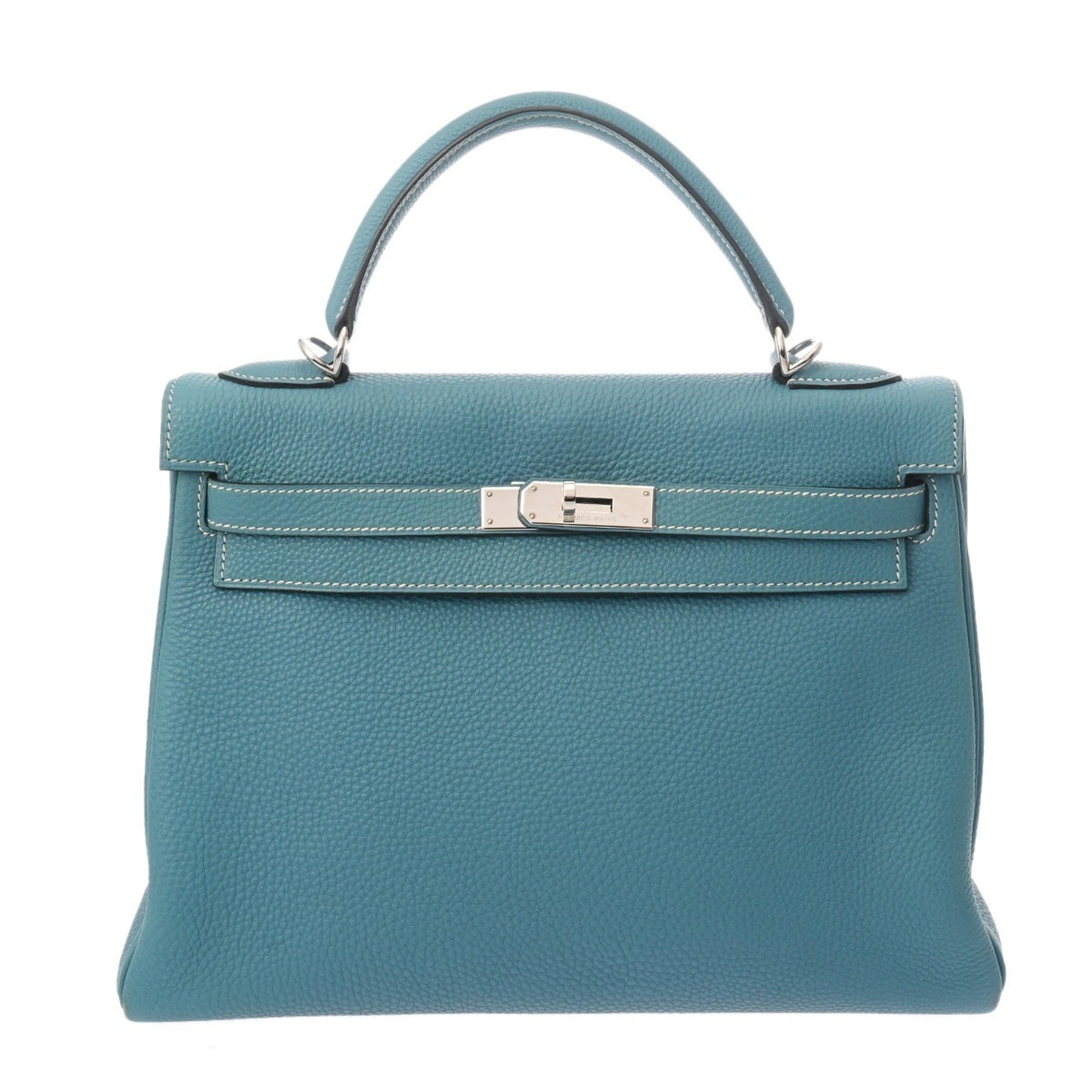 Hermes Blue Jean Taurillon Clemence Leather Handbag (Pre-Owned)